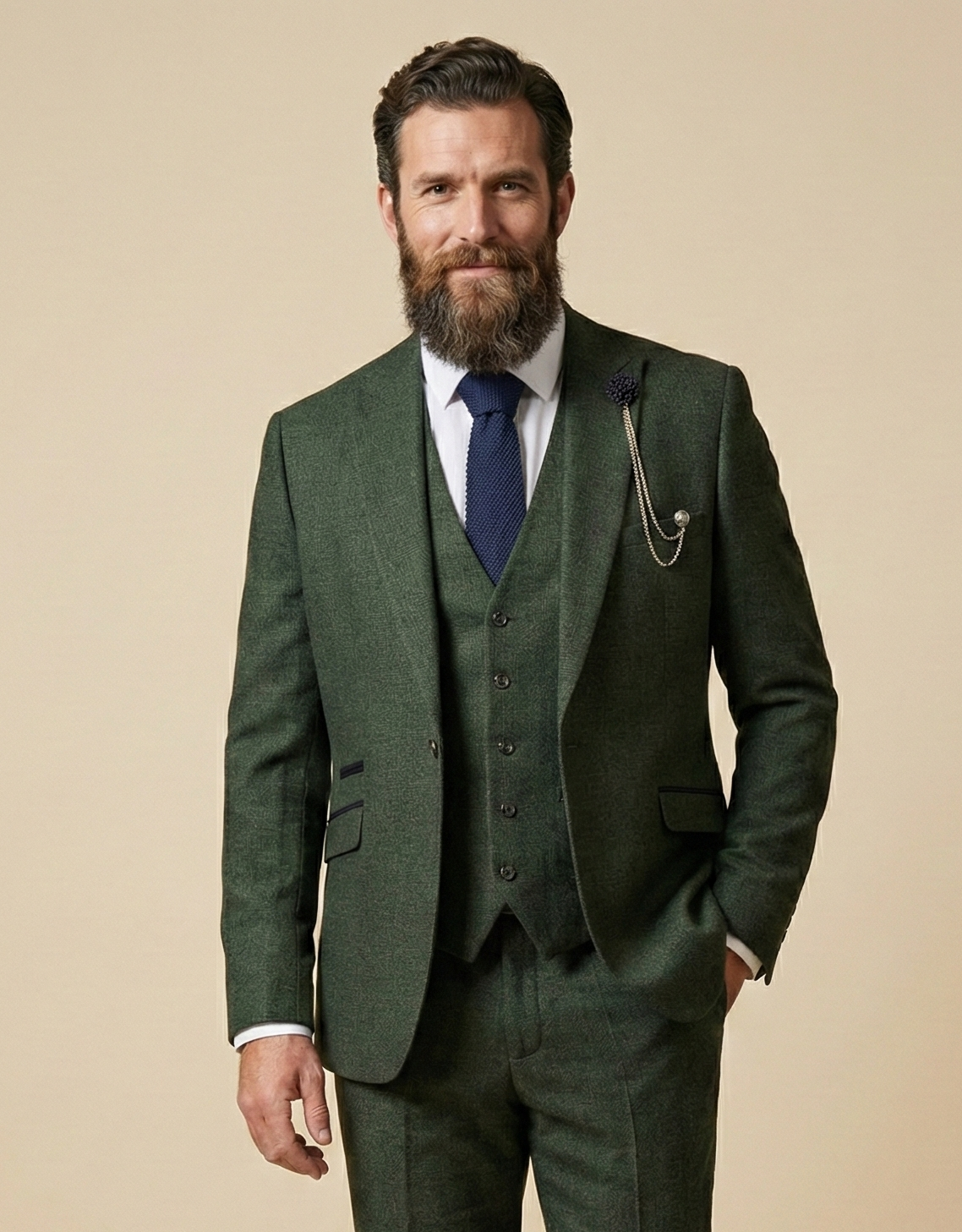 Olijf-groen-ruit-pak