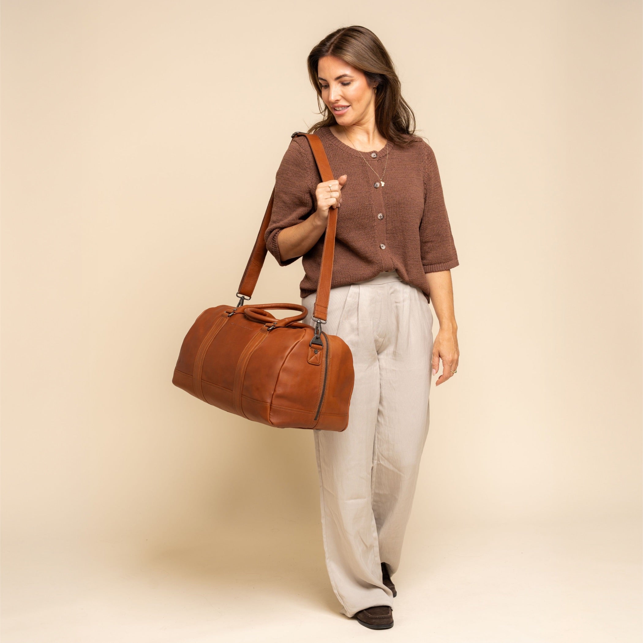 Leren Weekendtas Cognac Perth