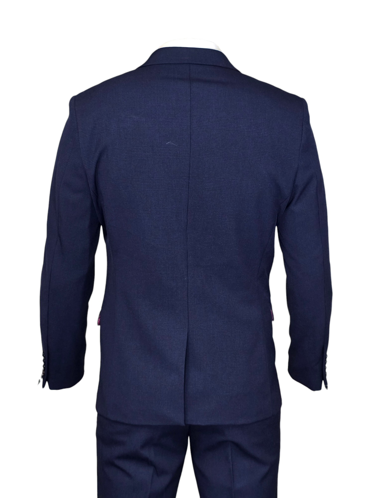 2-delig double breasted blauw heren kostuum geruit - Marc Darcy Bromley Navy DB suit