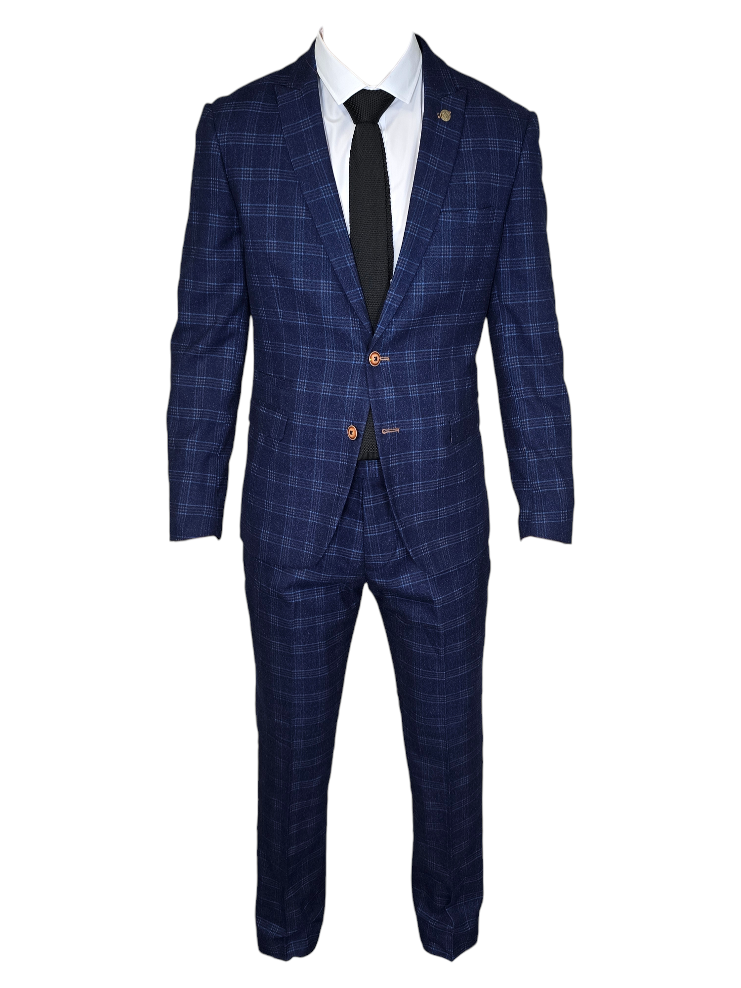 2-delig Blauw pak met ruit - Marc Darcy Chigwell tweedsuit 2pc