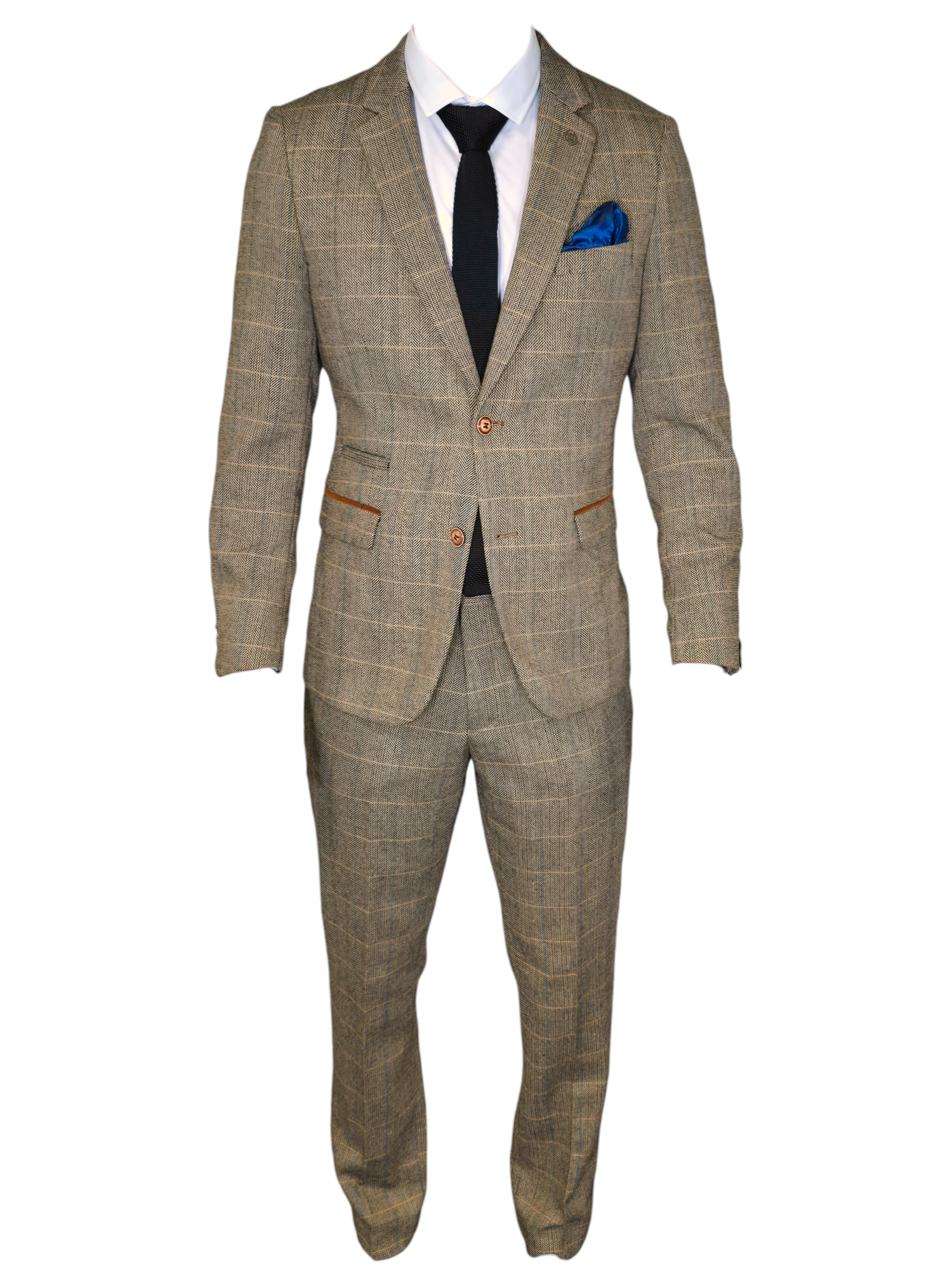 2-delig pak - bruin heren kostuum - Herringbone Brown suit 2pc