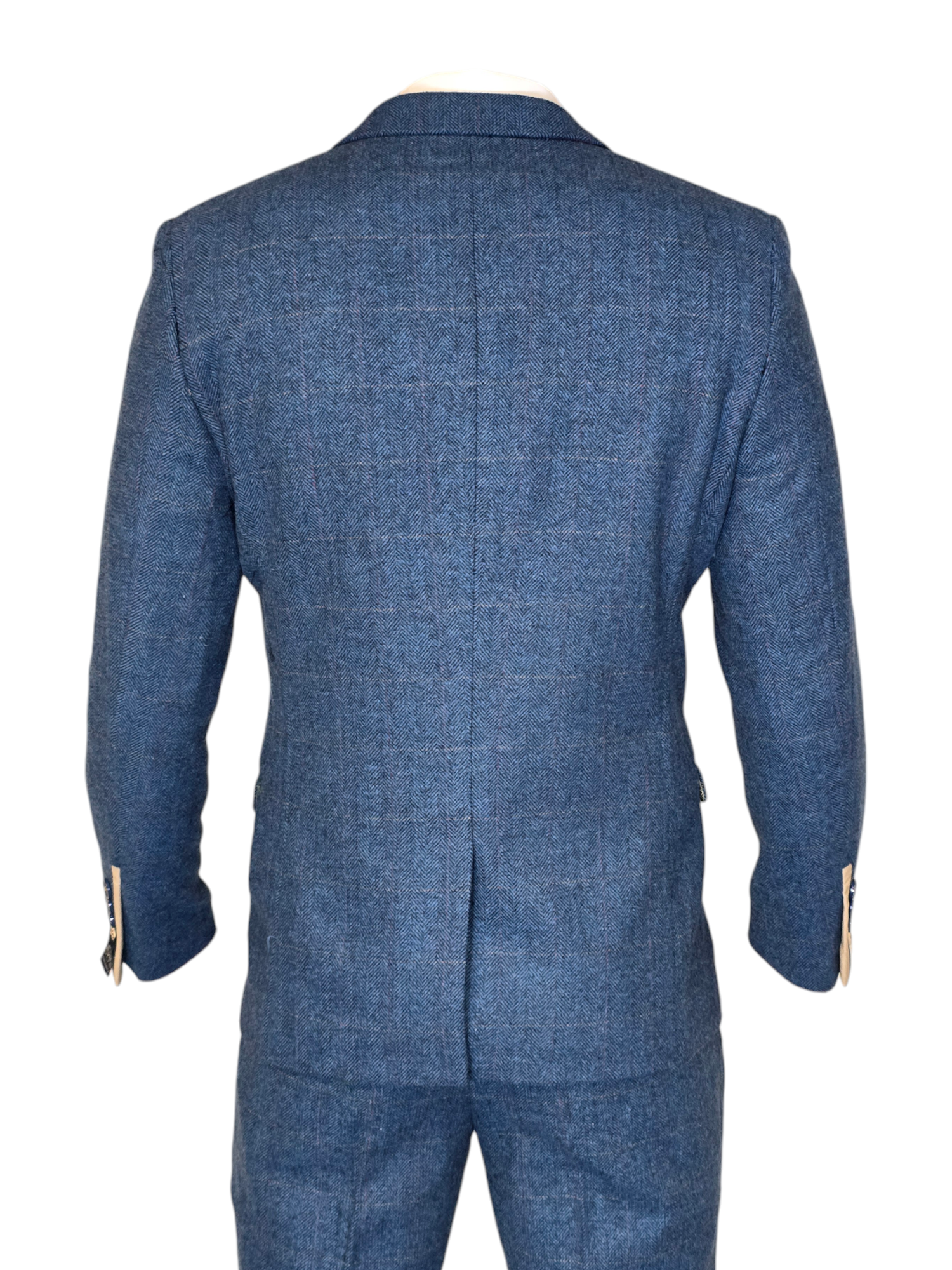 2-delig pak - blauw heren kostuum - Dion Blue Herringbone 2pc