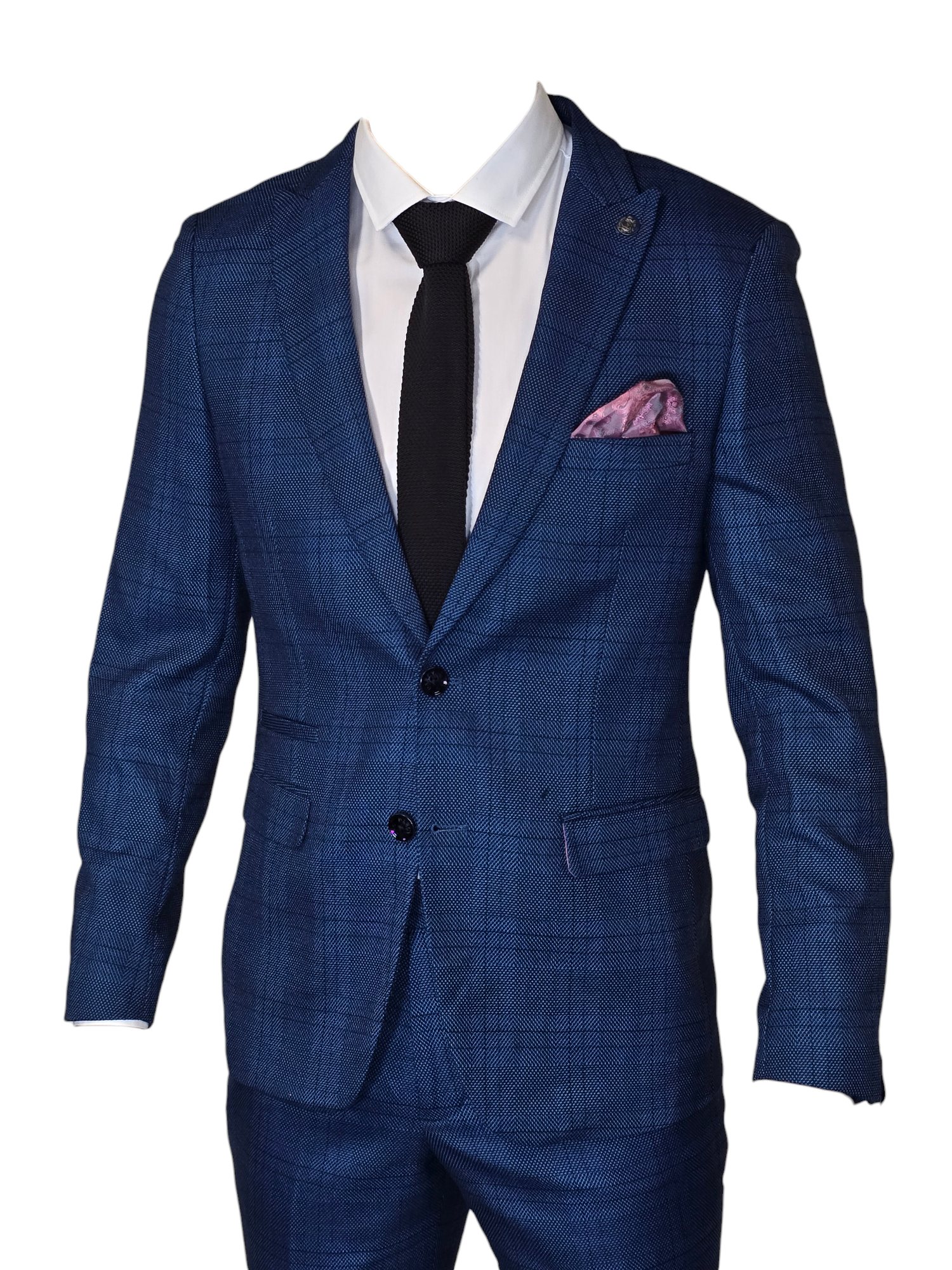 2-delig pak - navy heren kostuum - check Jerry blue suit 2pc