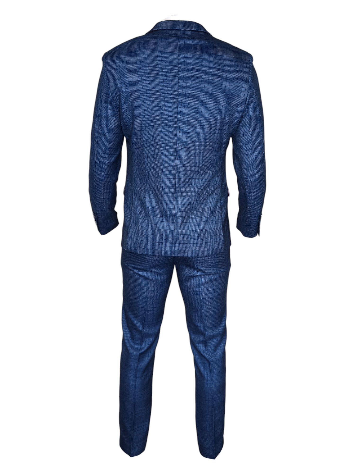 2-delig pak - navy heren kostuum - check Jerry blue suit 2pc