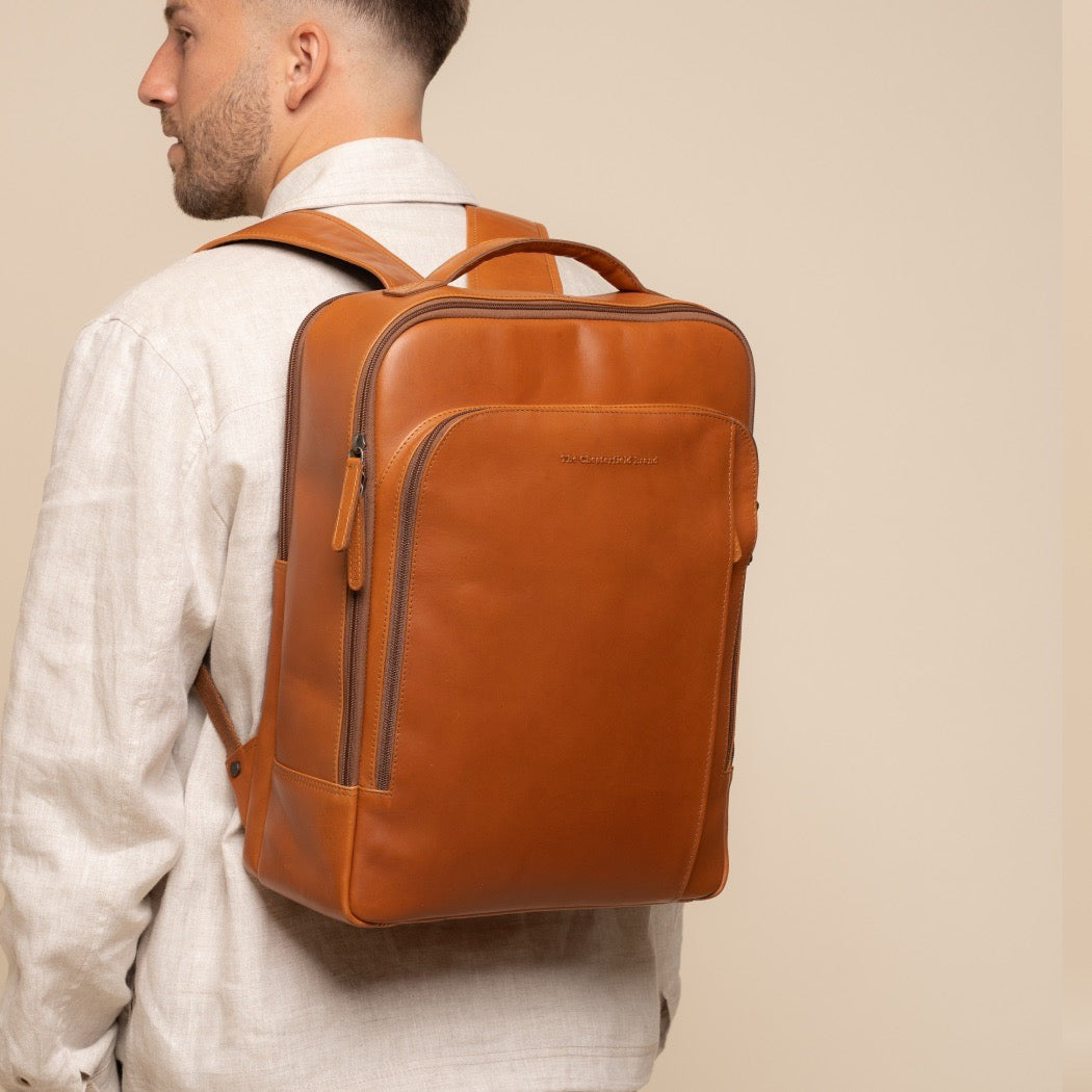 Leren Laptoprugzak Cognac Quincy