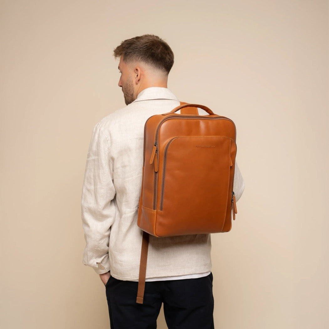 Leren Laptoprugzak Cognac Quincy