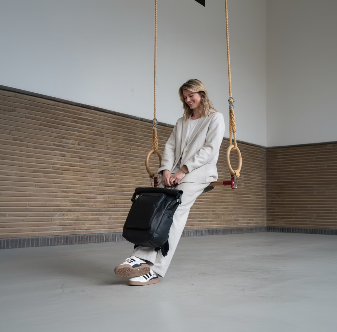Leren Rolltop Rugzak Zwart Remo