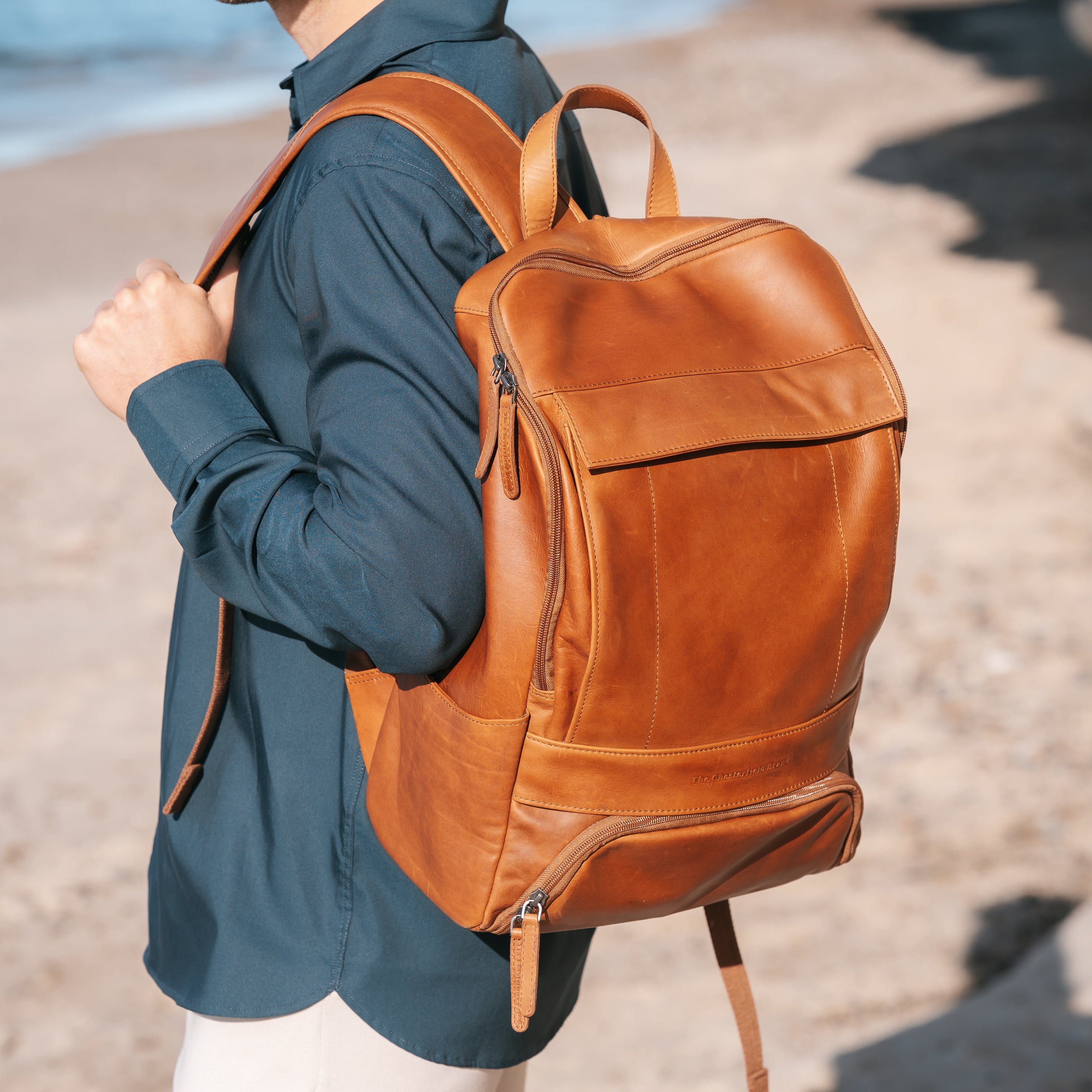 Leren Laptoprugzak Cognac Rich