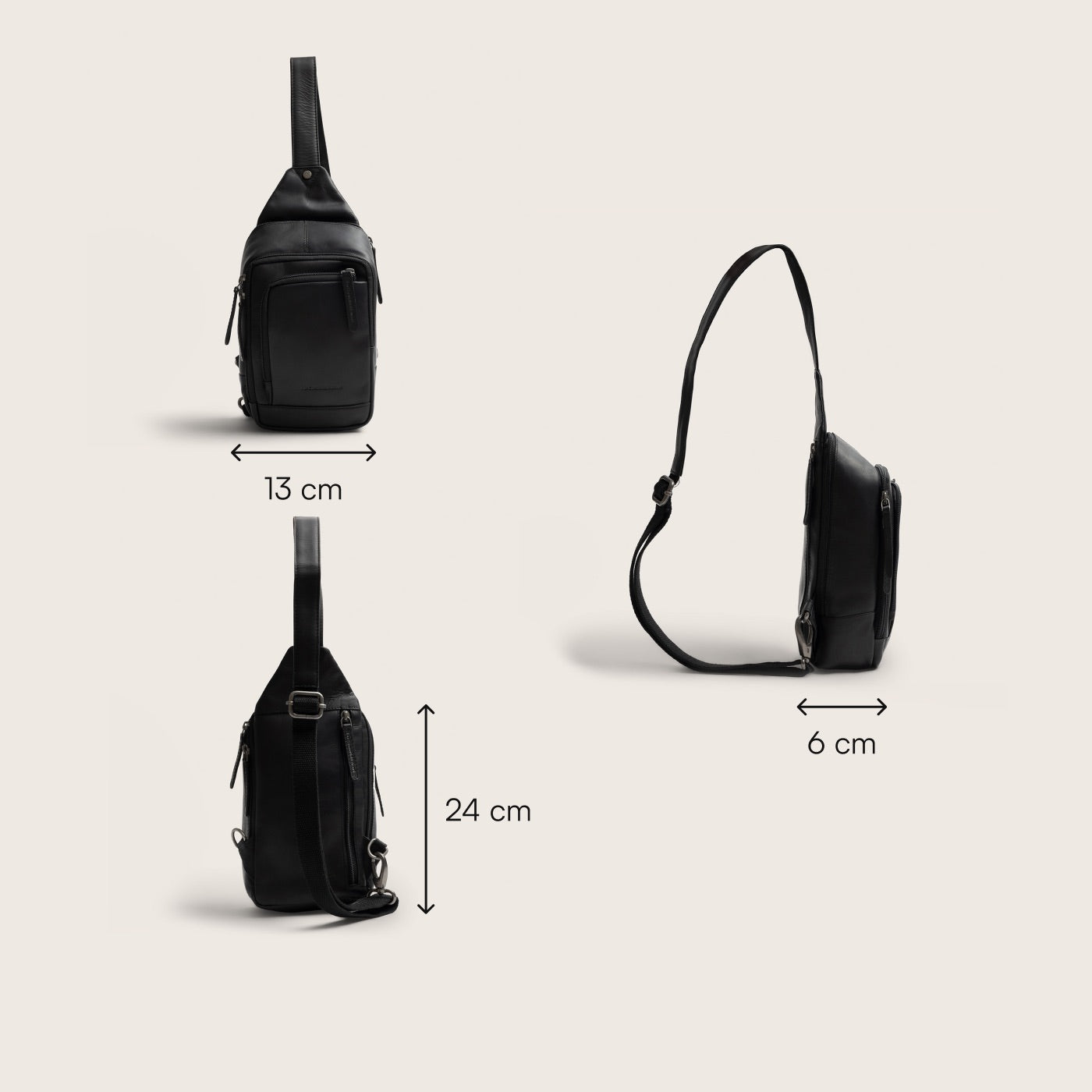 Leren Sling Bag Zwart Riga