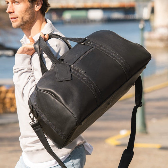 Leren Weekendtas Zwart Rivaro
