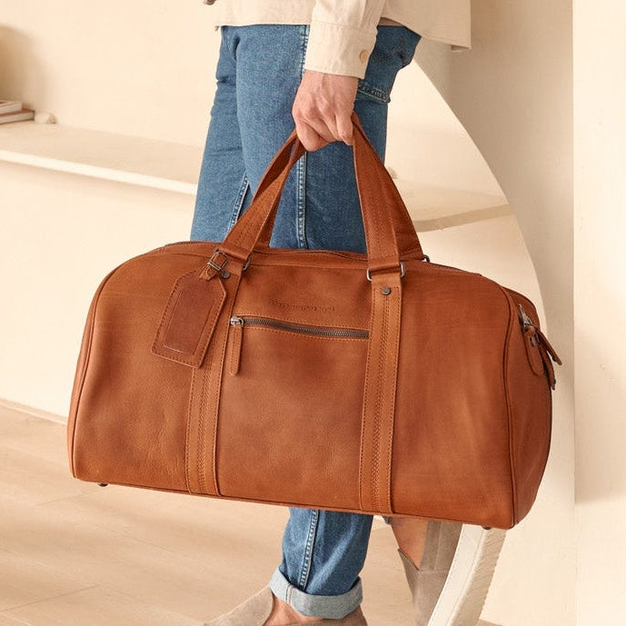 Leren Weekendtas Cognac Rivaro