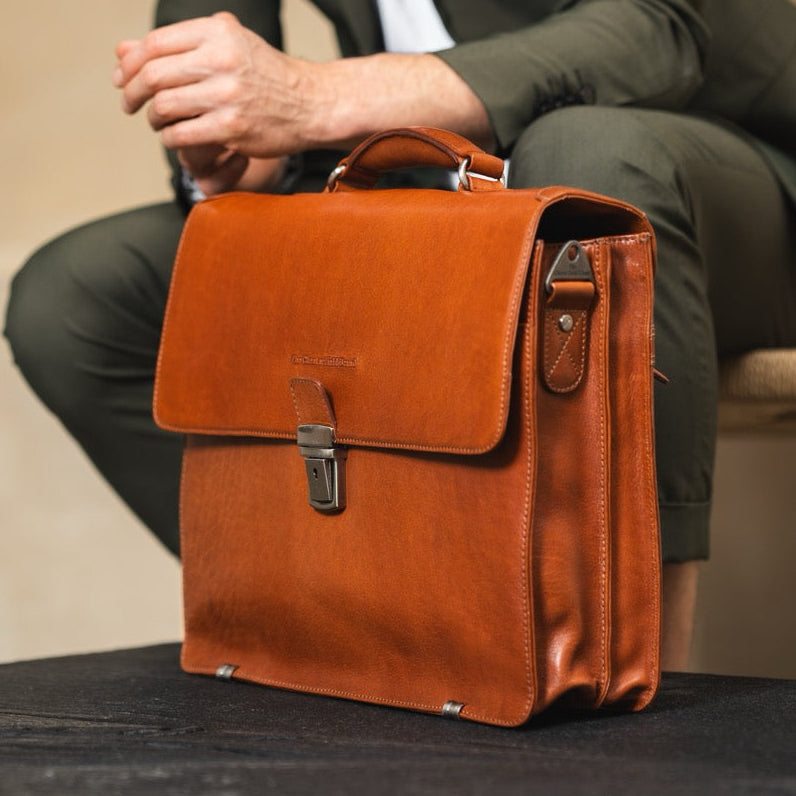 Leren Laptoptas Cognac Salvatore