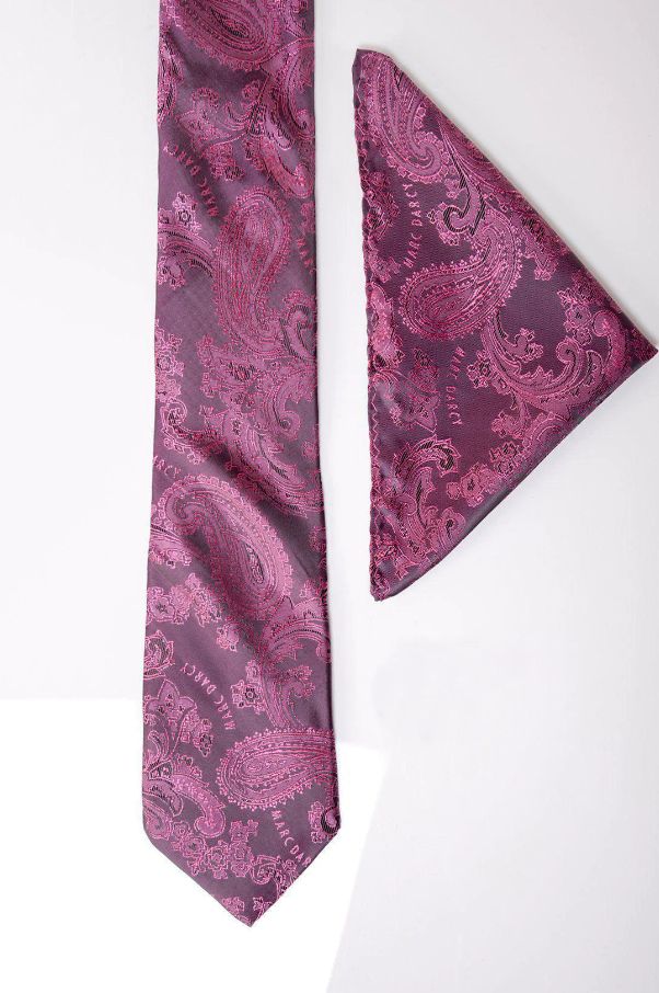 Marc Darcy Gentlemanset Berry Paisley Stropdas & Pochet