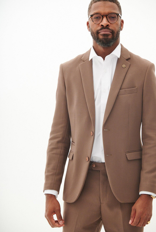 2-delig heren kostuum geruit - Marc Darcy HM5 Tan