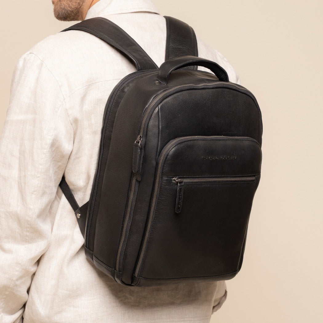 Leren Laptoprugzak Zwart Serenzo