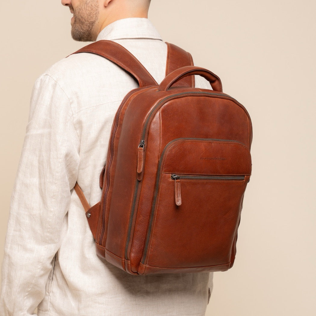 Leren Laptoprugzak Cognac Serenzo