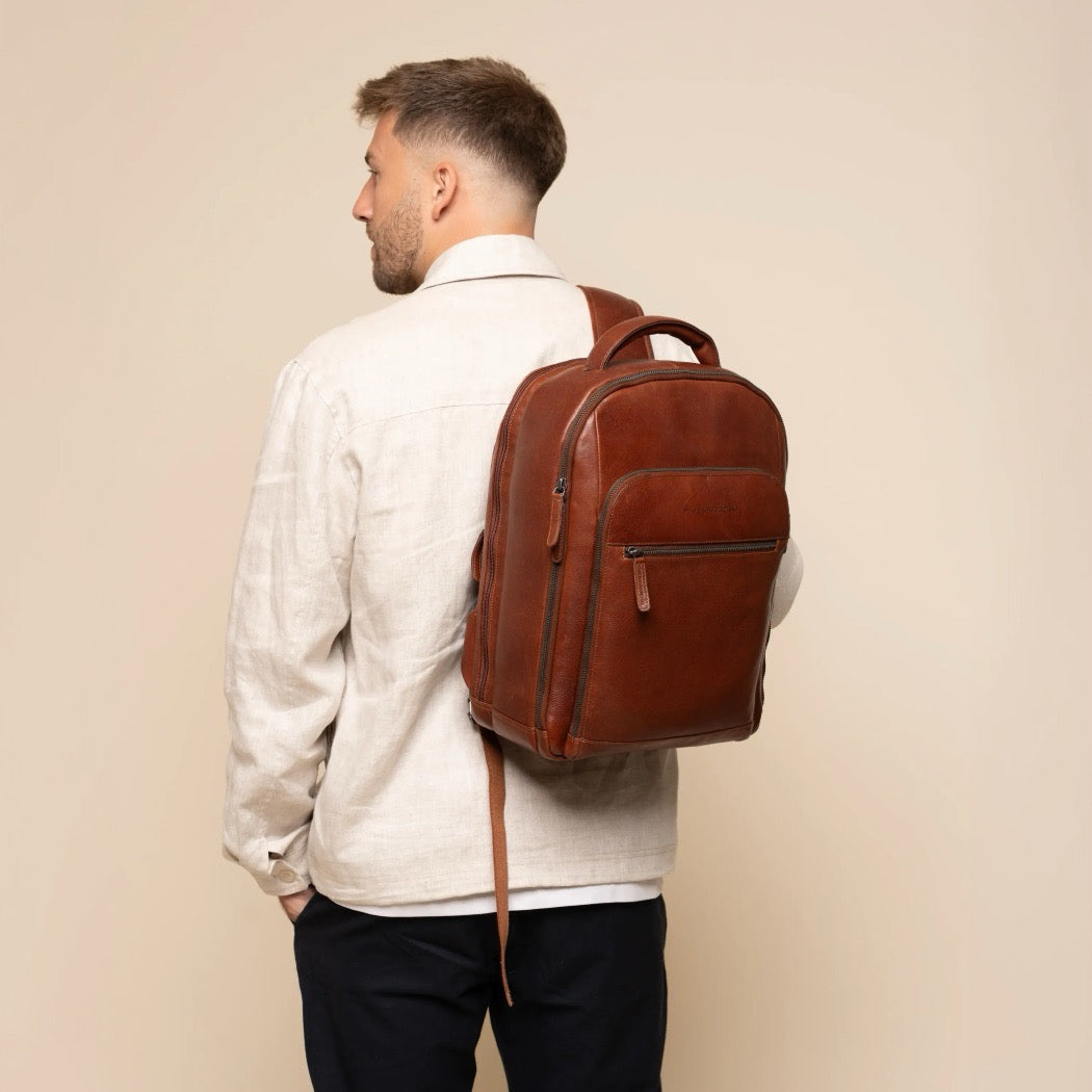 Leren Laptoprugzak Cognac Serenzo