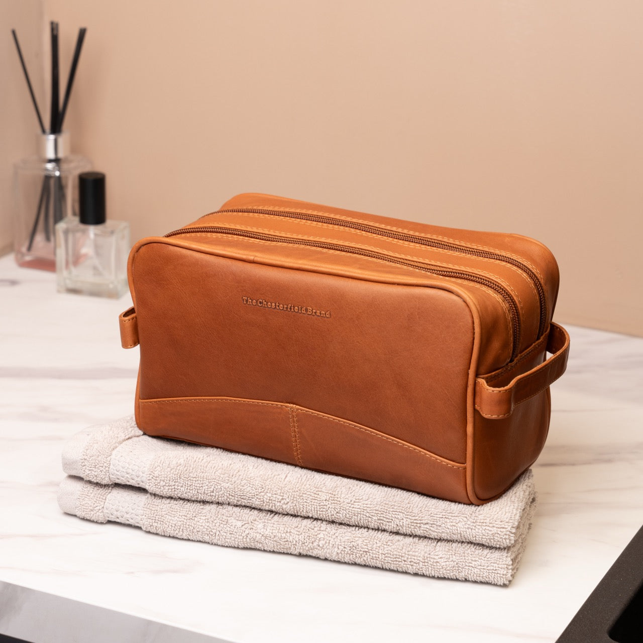 Leren Toilettas Cognac Stacey