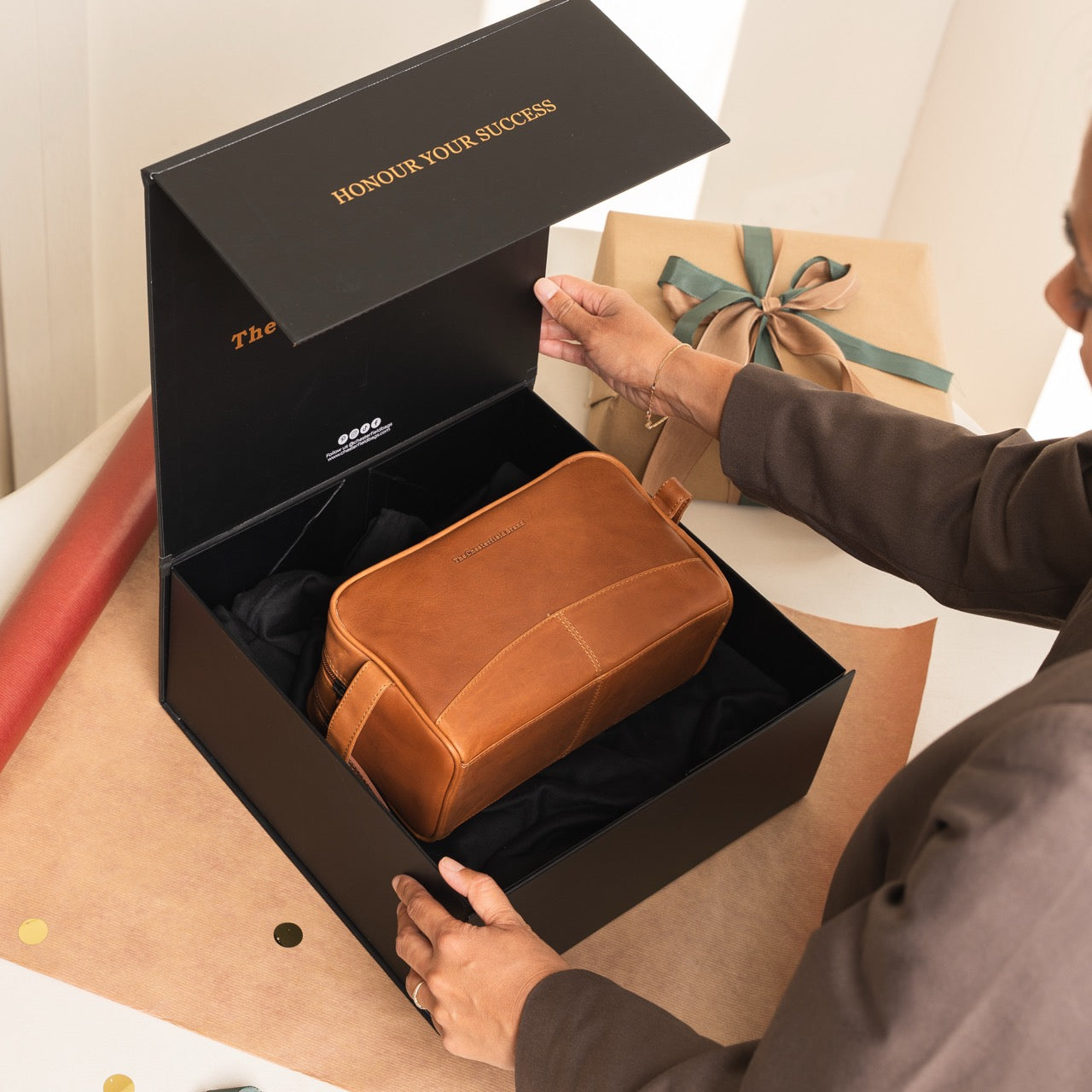 Leren Toilettas Cognac Stacey
