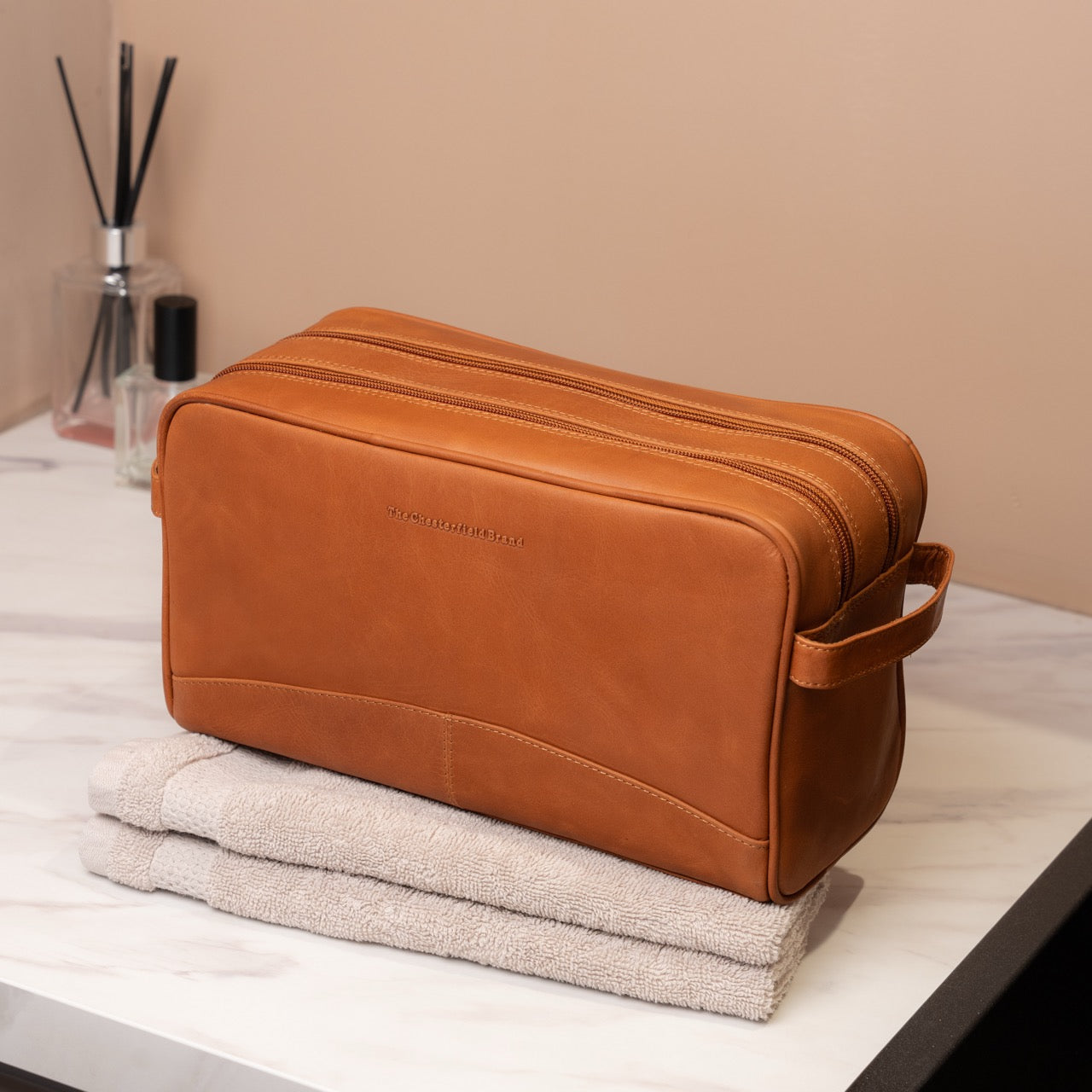 Leren Toilettas Cognac Stefan