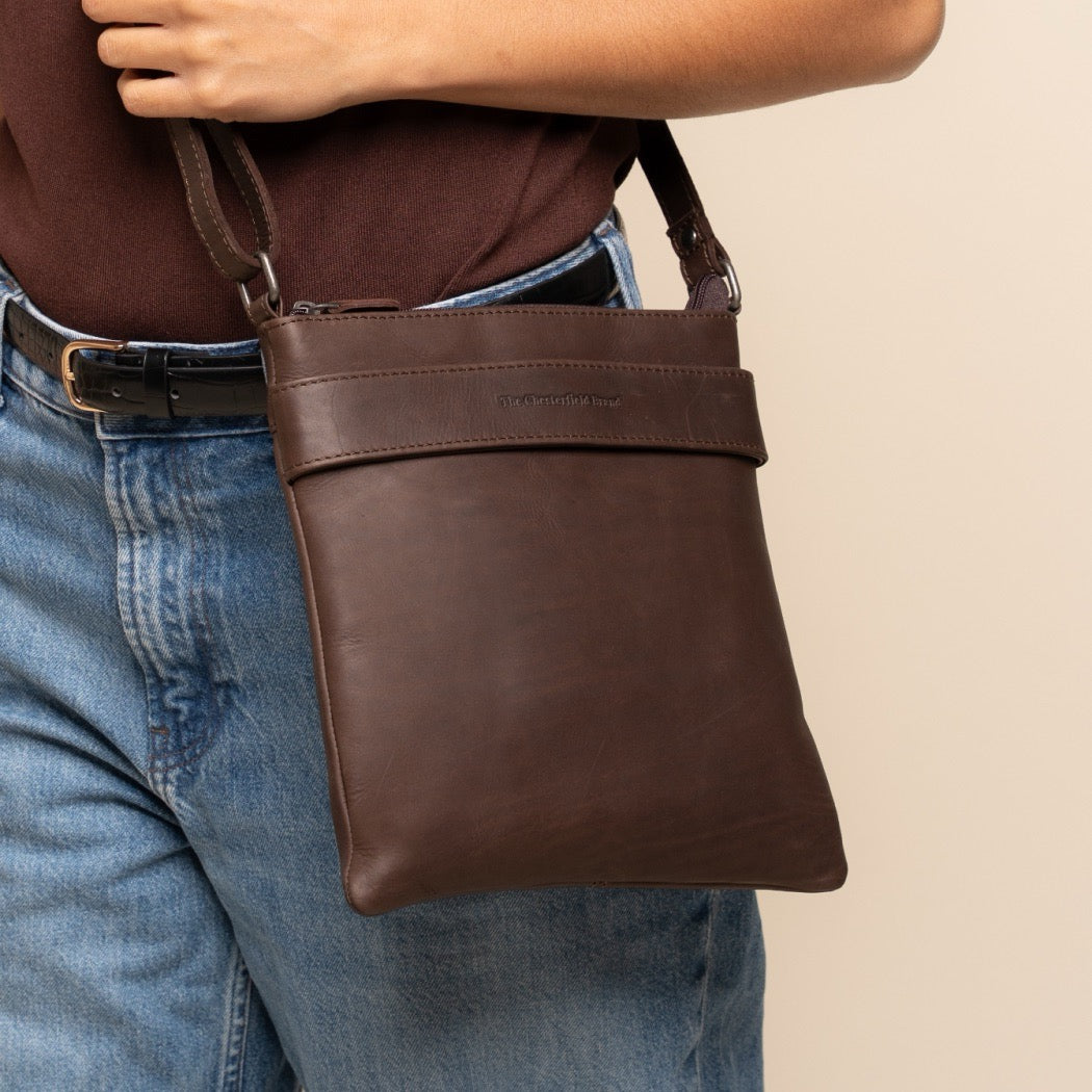 Leren Crossbody Tas Bruin Trenton