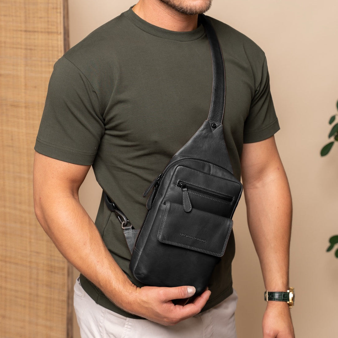 Leren Sling Bag Zwart Turelle