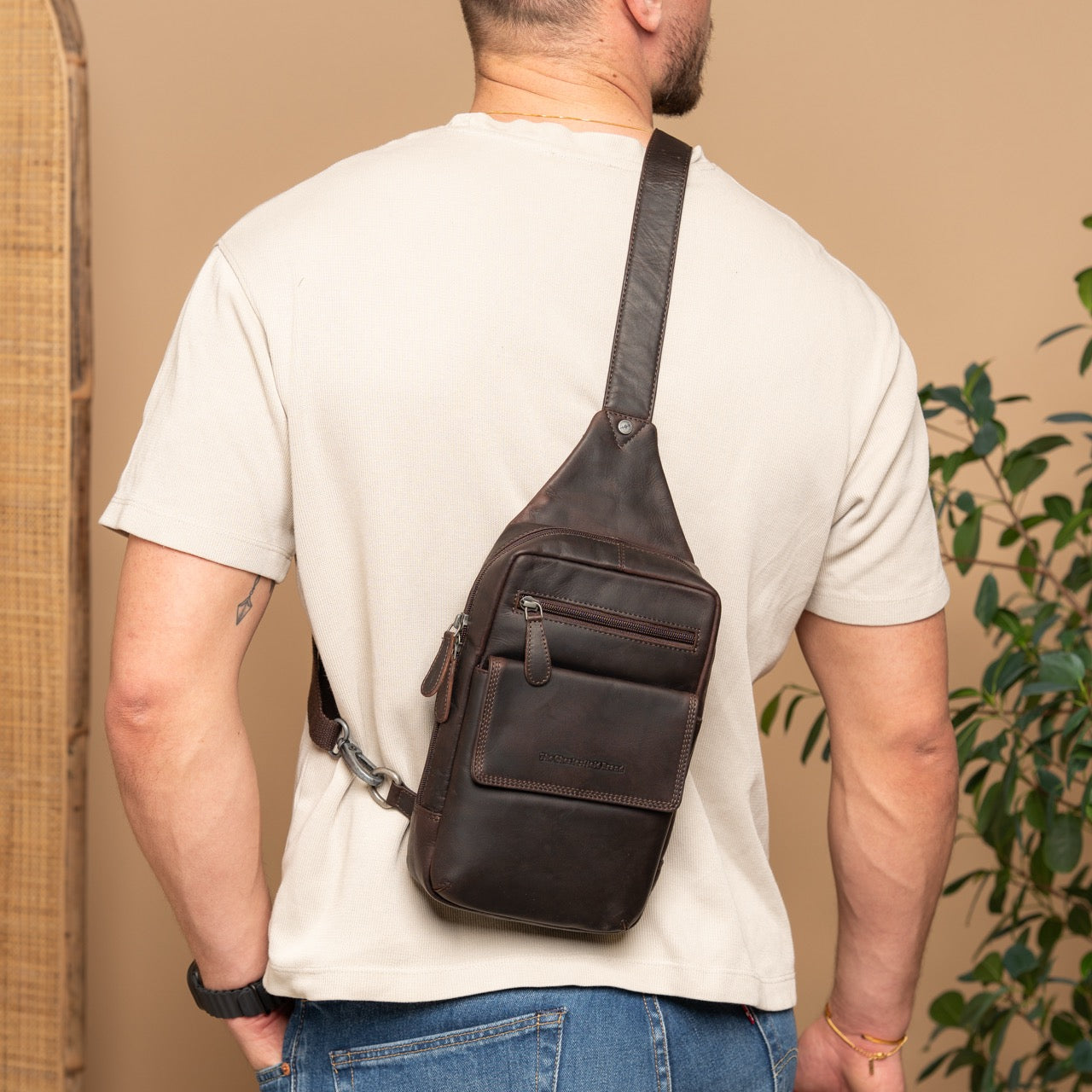 Leren Sling Bag Bruin Turelle