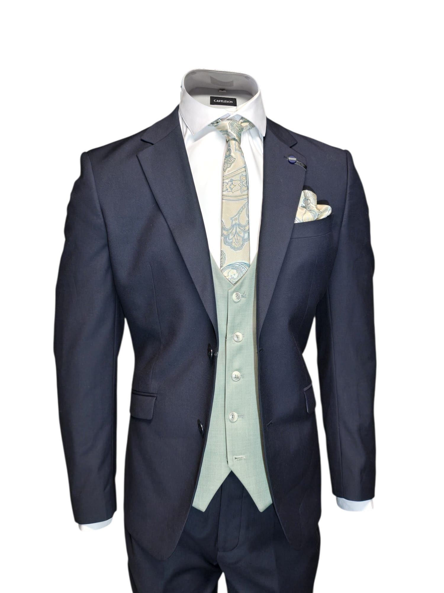 Cavani Malibu - Driedelig Herenpak Navy Mix & Match Finley moss green