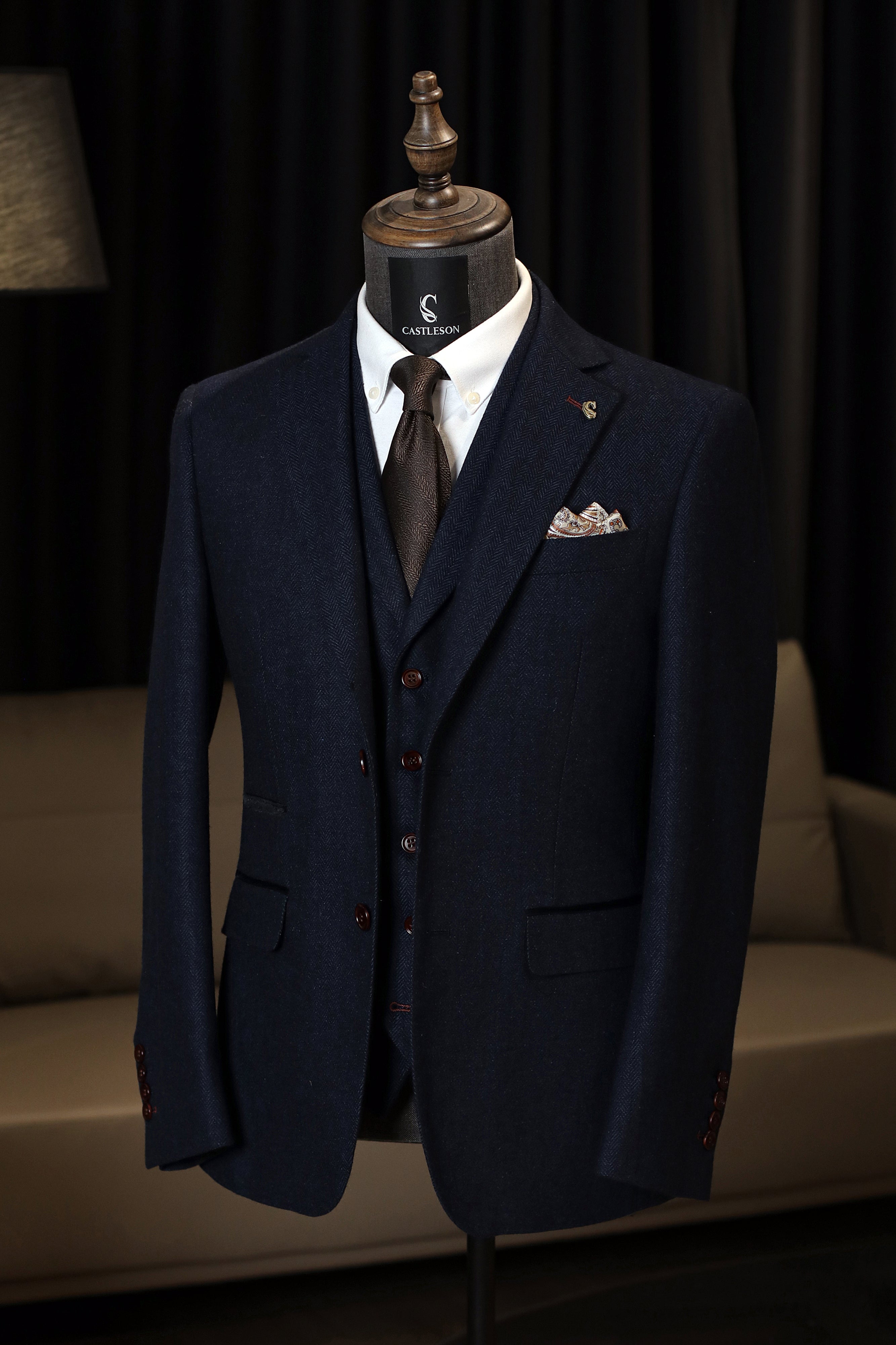 CASTLESON Chief - Herrkostym Marinblå tweed