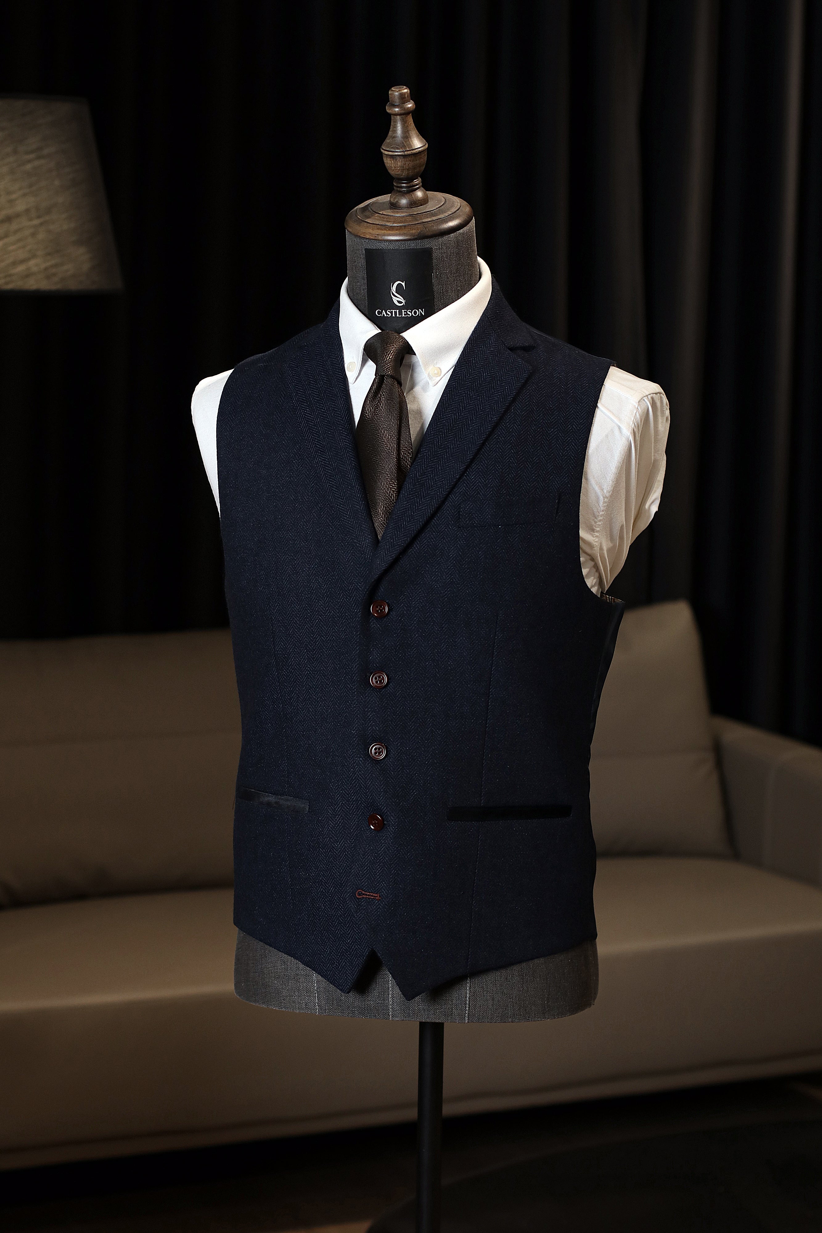 CASTLESON Chief - Herrkostym Marinblå tweed