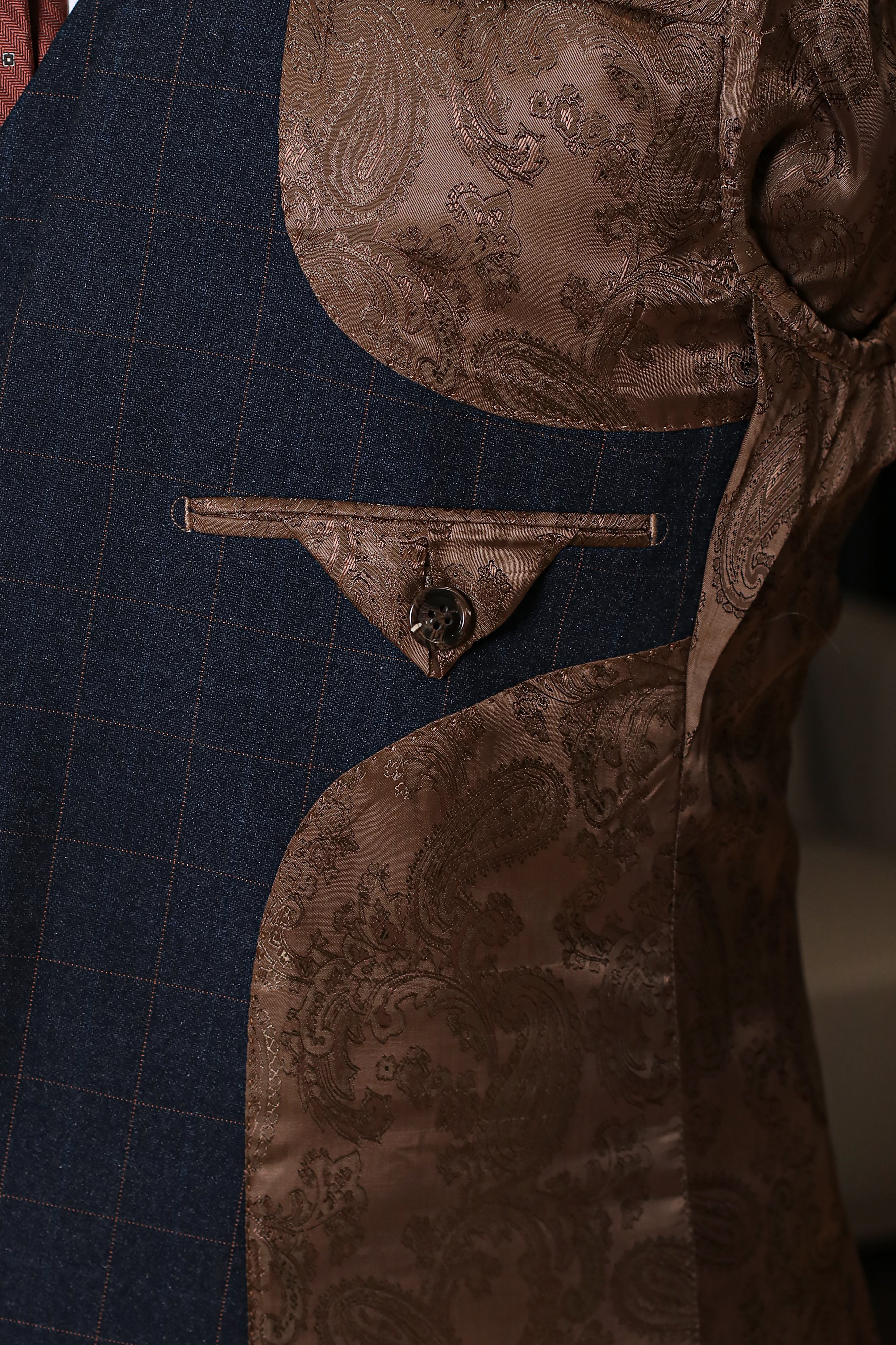 CASTLESON Admiral - Driedelig Herenpak Check Navy/Tan Mix & Match