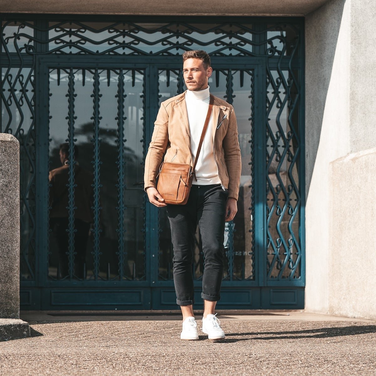 Leren Crossbody Tas Cognac Alva