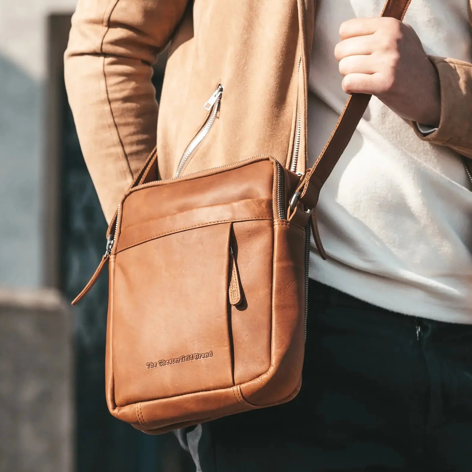 Leren Crossbody Tas Cognac Alva