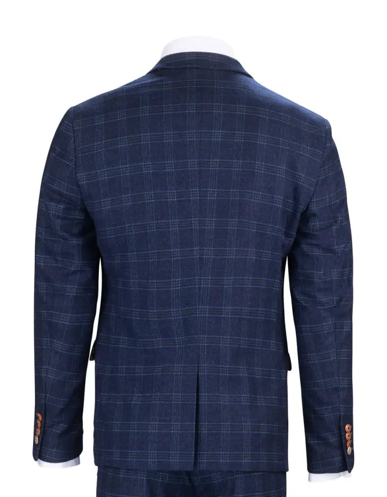 Blauw pak met ruit - Chigwell tweedsuit - driedelig pak