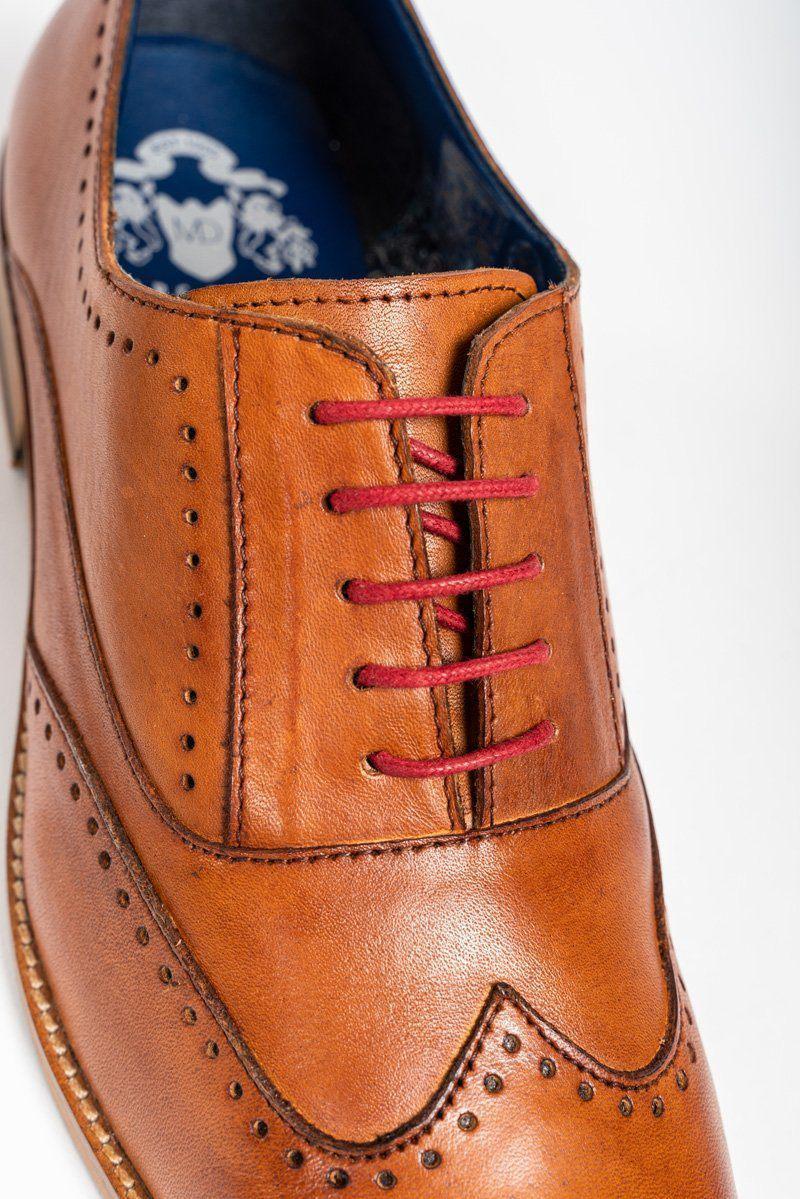 Bruine leren schoenen Marc Darcy Carson Wingtip brogue