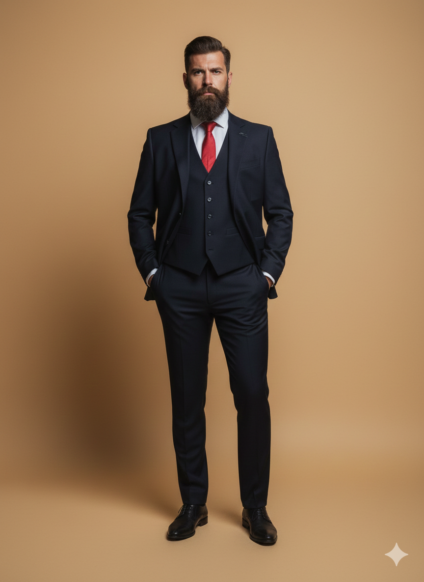 3-delad marinblå herrkostym - Cavani Malibu marinblå