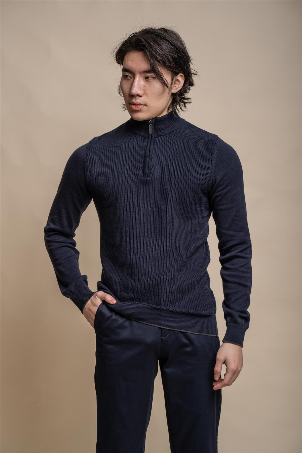 Kyle Blue Marlyn - Pullover Heren met Rits - Cavani