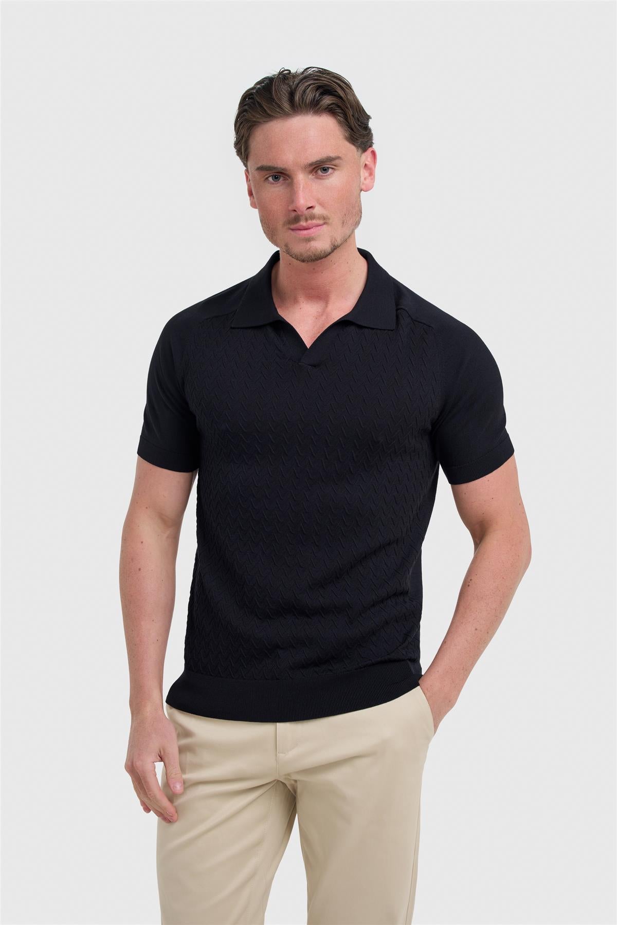 Cavani Turin Navy - Gebreide polo heren 1