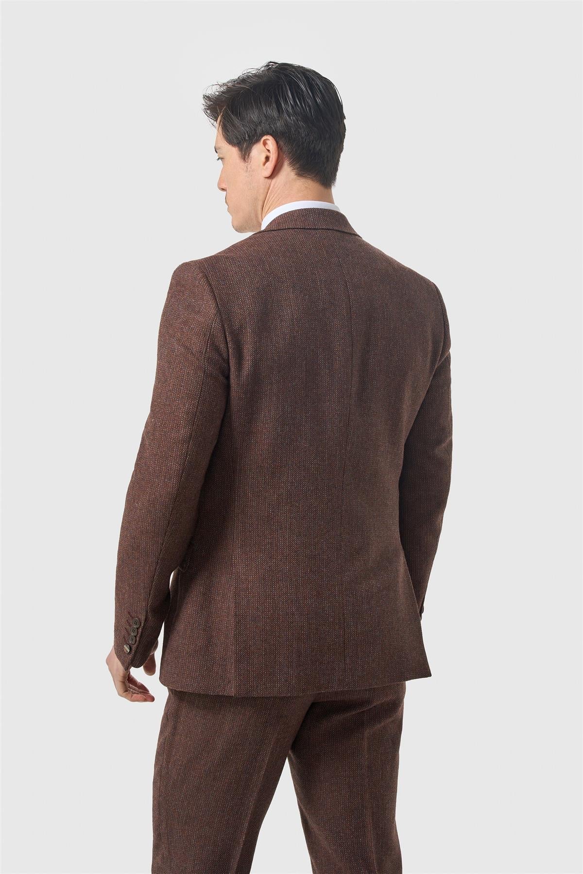 Cavani Thomas driedelig pak donker mahonie tweed 5