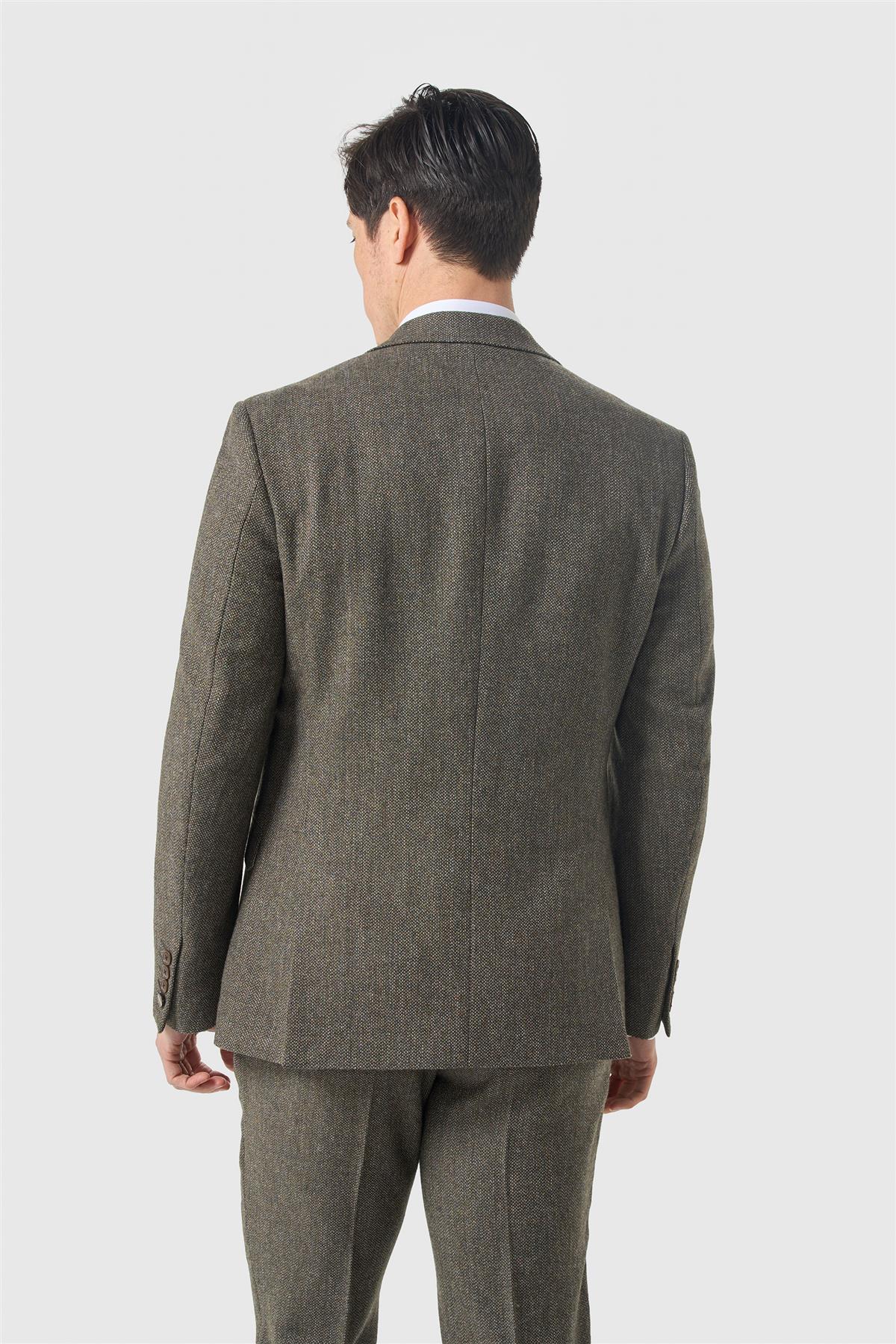 Thomas Sage Tweed driedelig herenpak | Olijfgroen 5