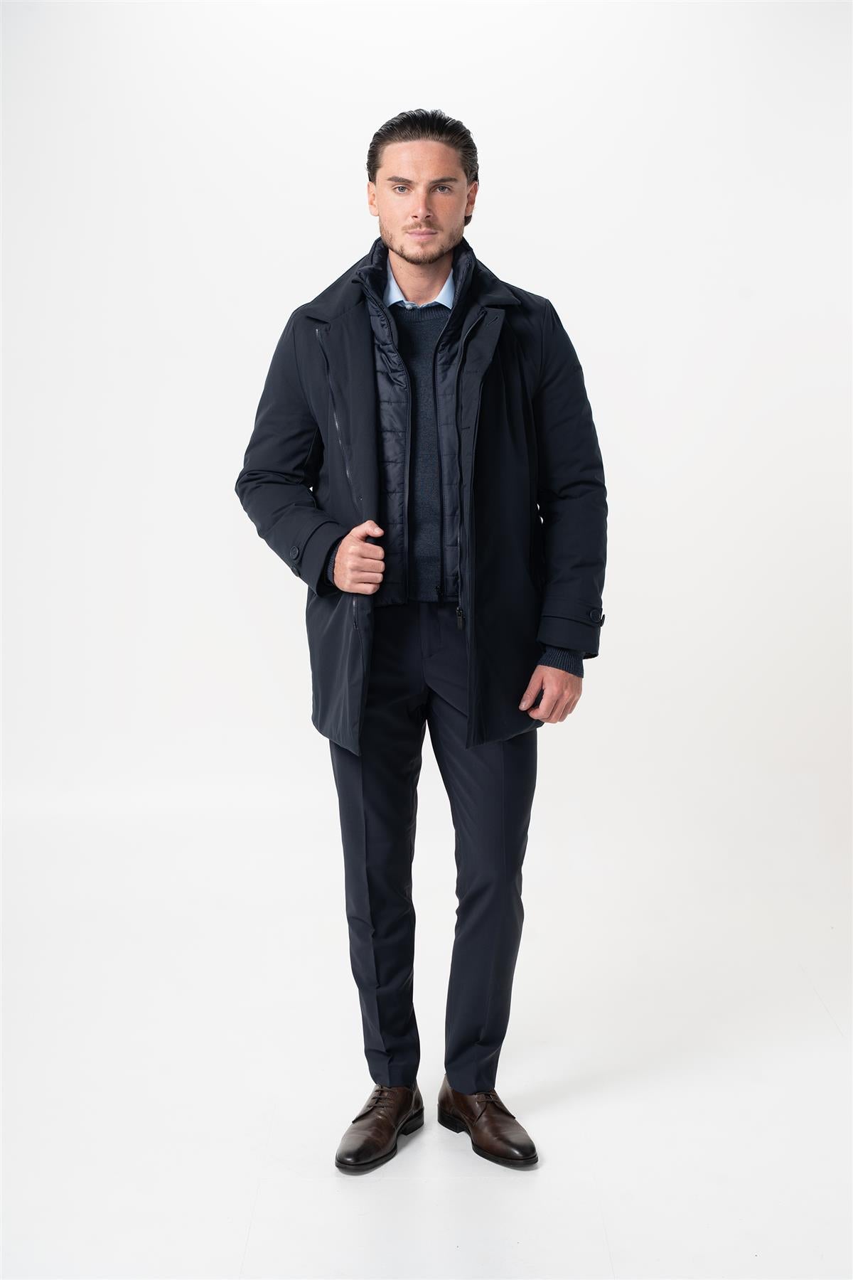 House of Cavani Clayton Padded Long Coat donkerblauw 2