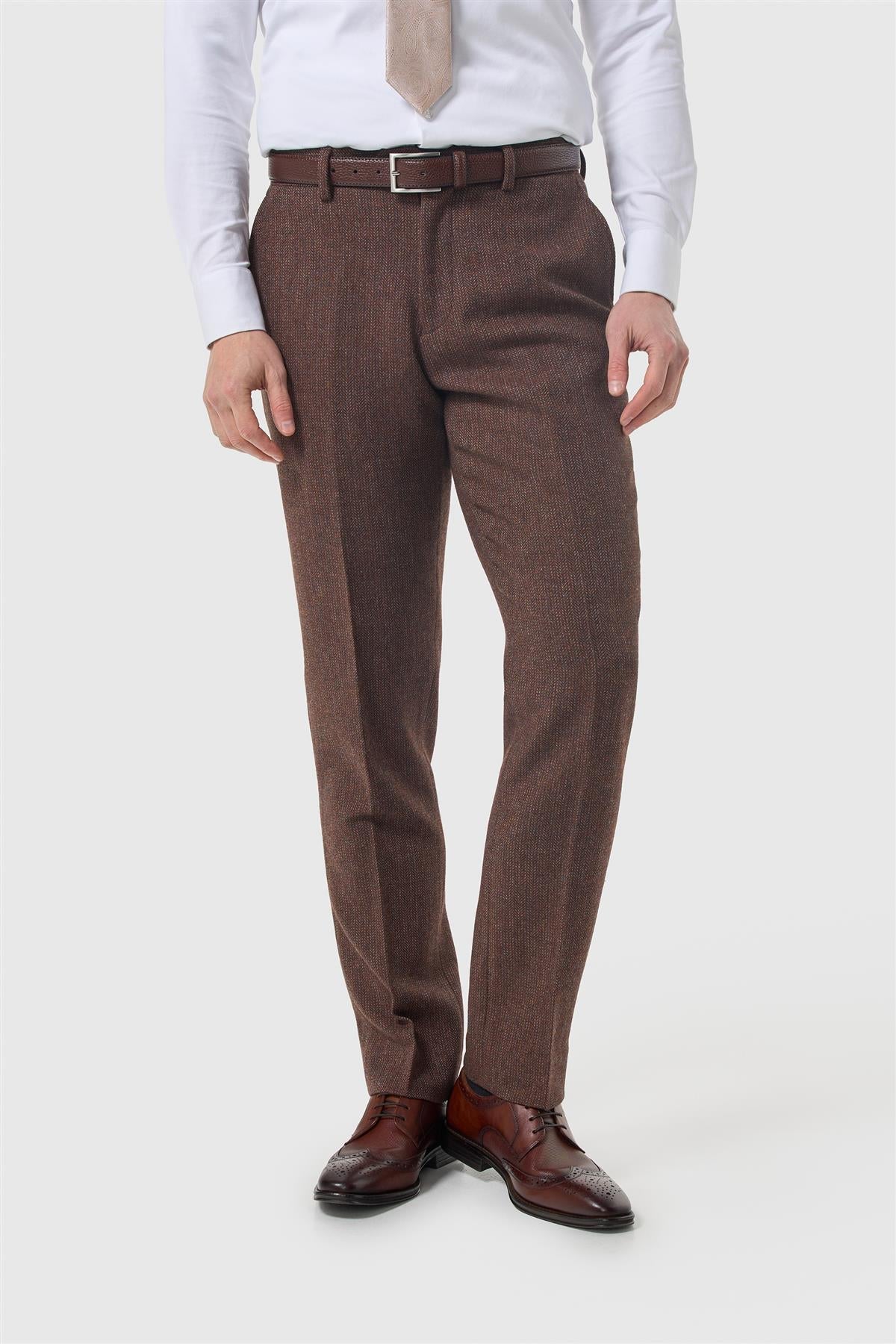Cavani Thomas driedelig pak donker mahonie tweed 8