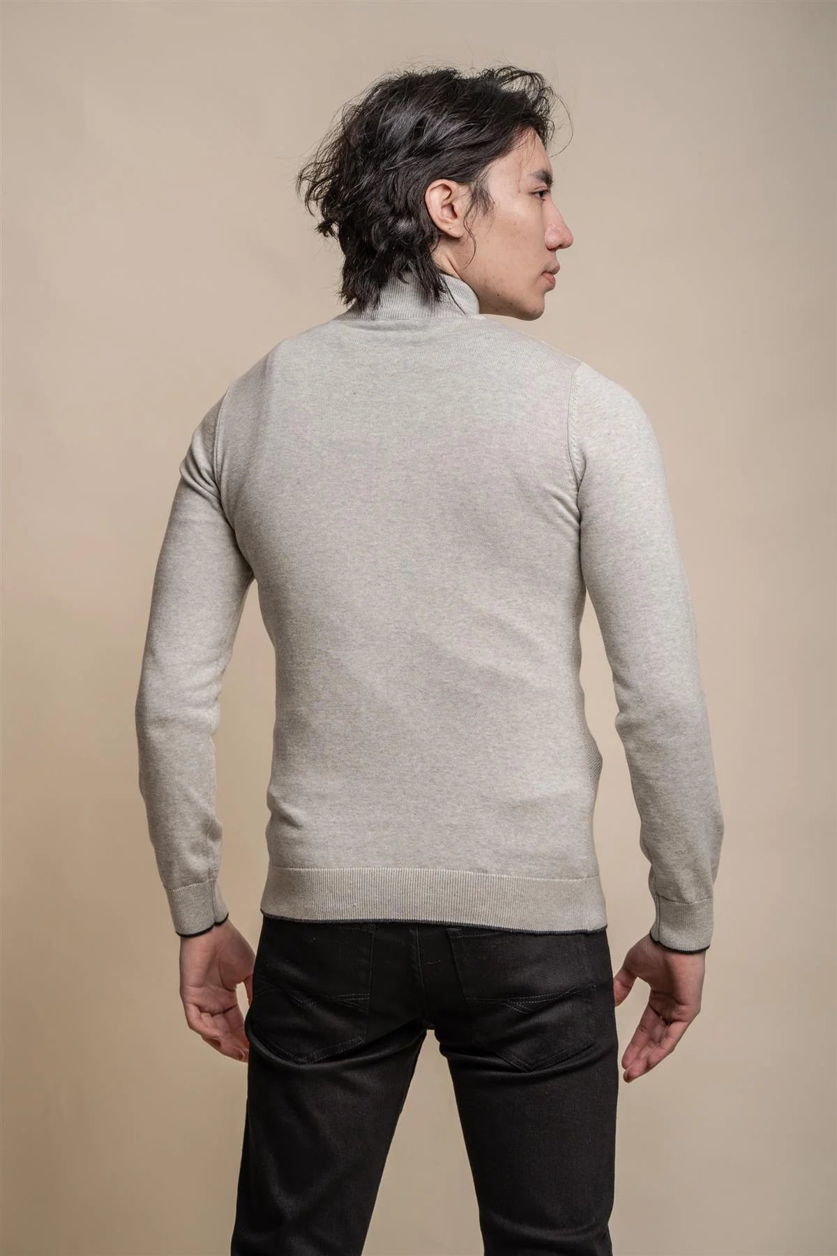 Kyle Mid Grey - Pullover Heren met Rits - Cavani