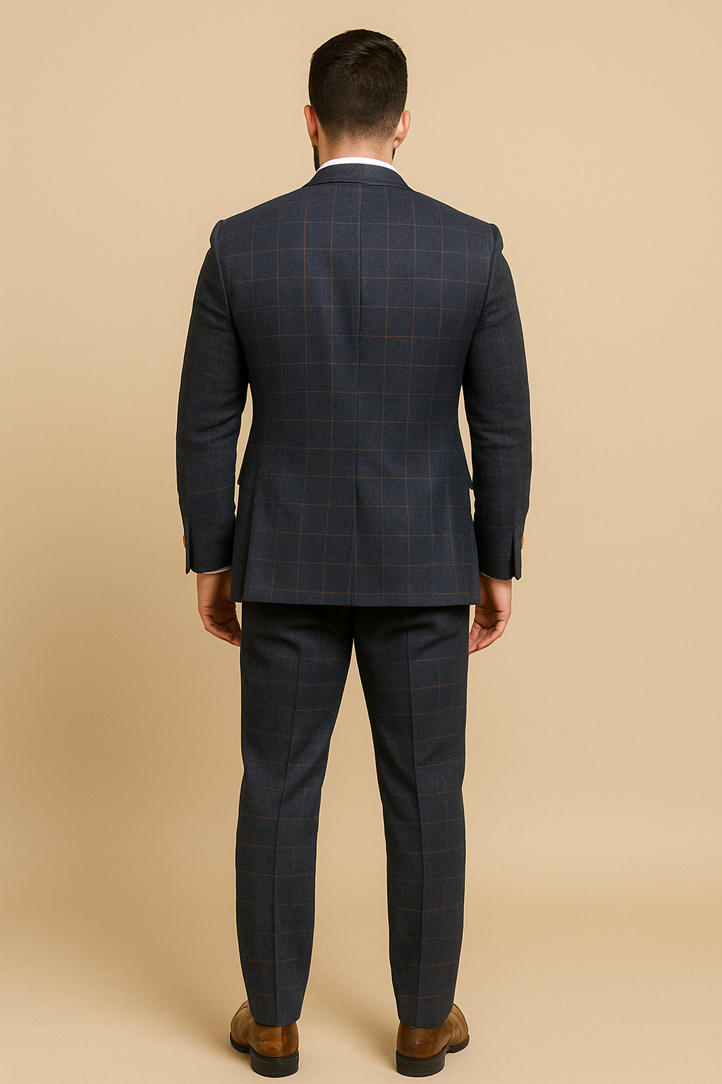 CASTLESON Admiral - Driedelig Herenpak Check Navy/Tan Mix & Match