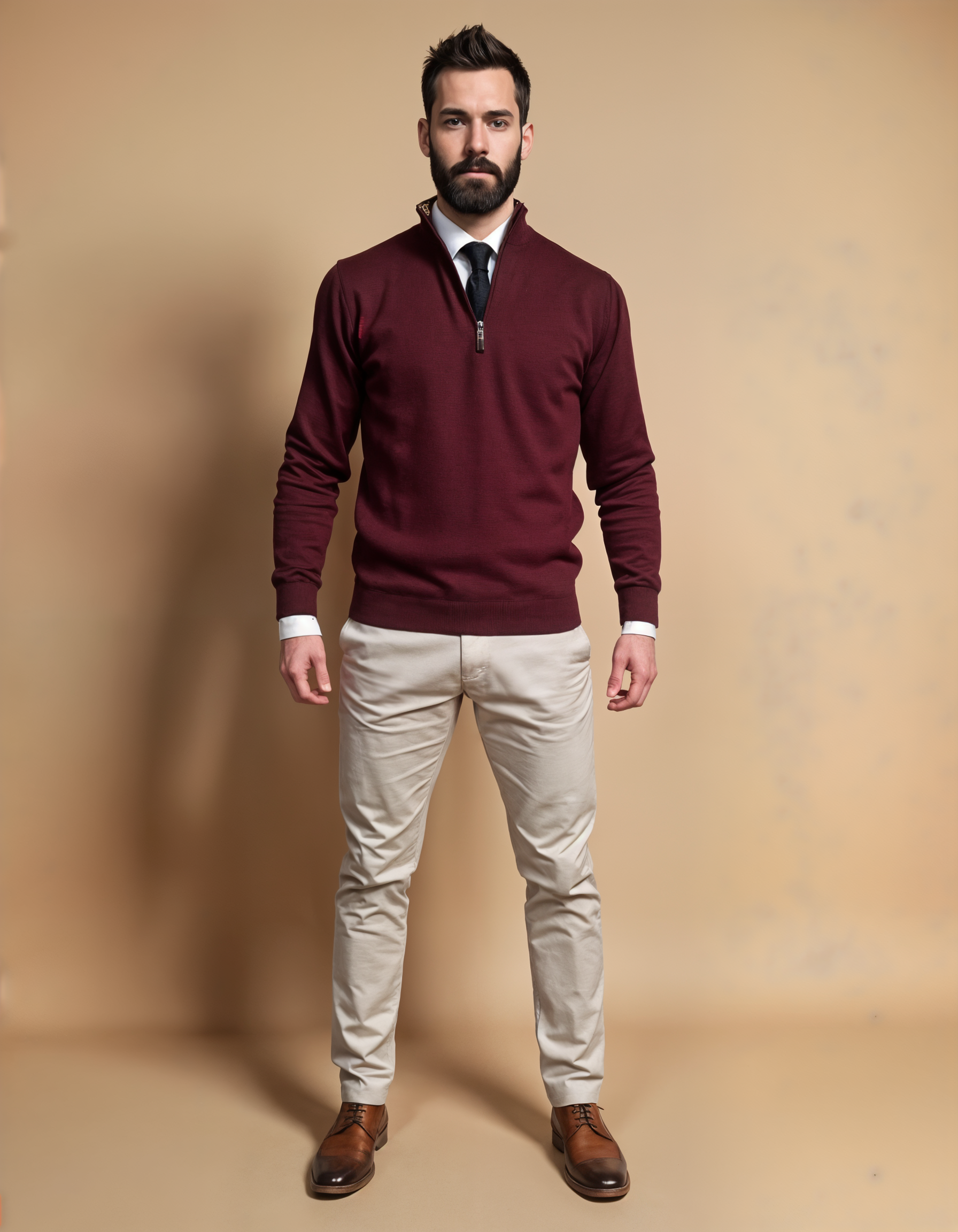 Business Casual Outfit: Burgundy Sophistication Wine Red Mix & Match