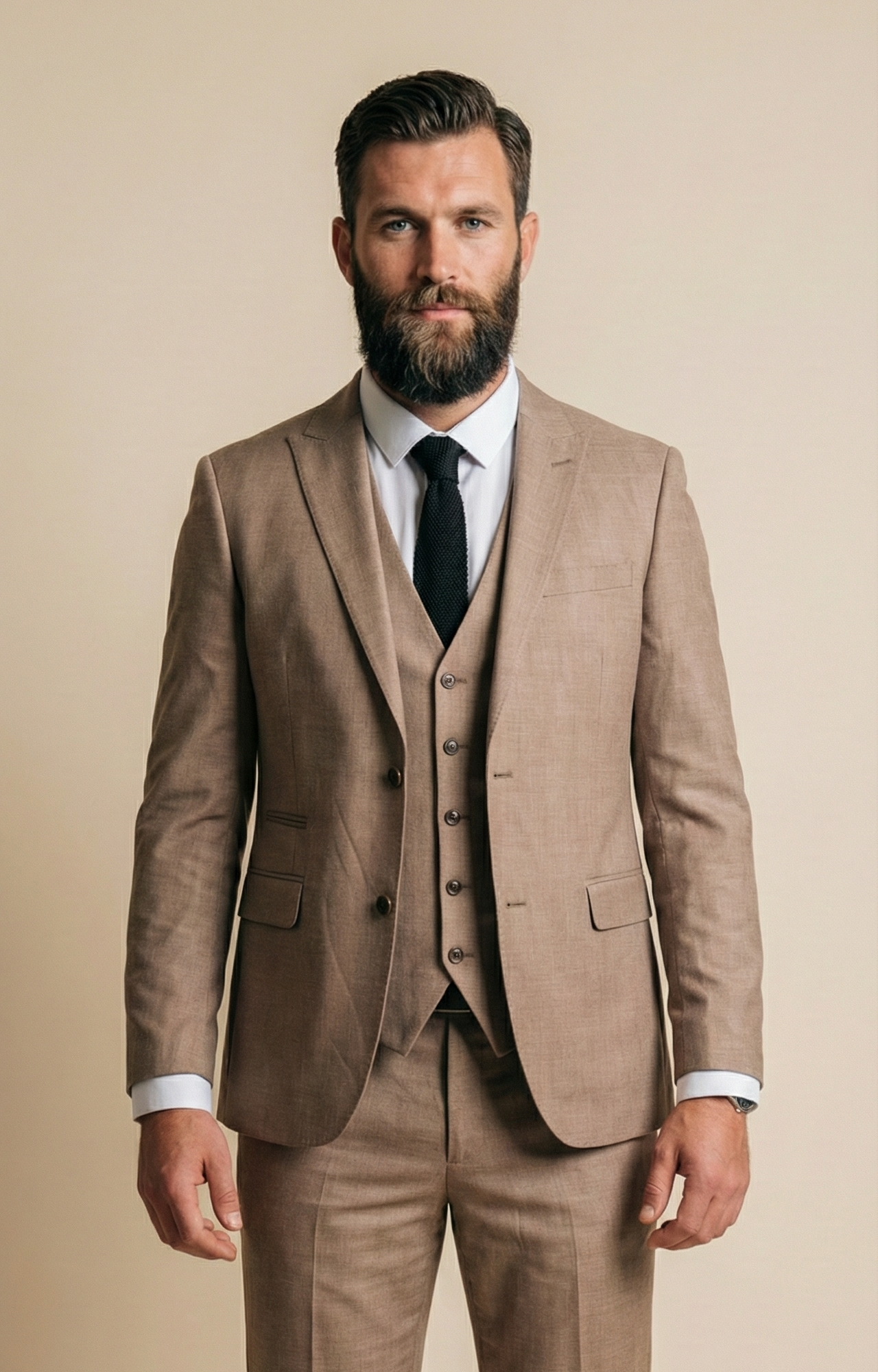 CASTLESON Major - Driedelig Herenpak Beige