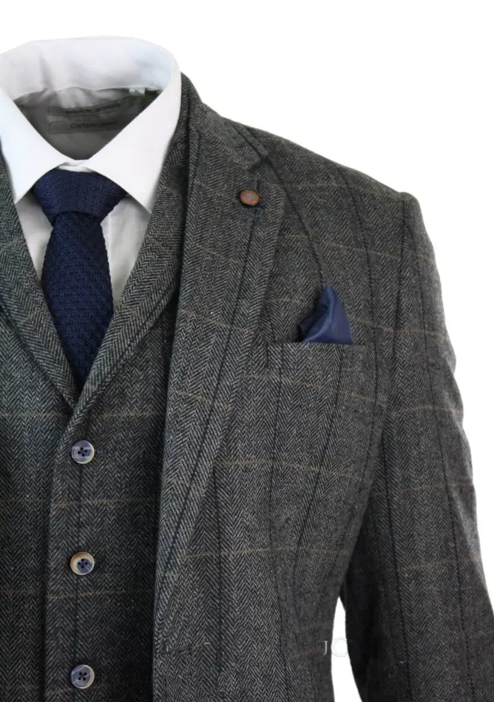 Peaky Blinders Grey Navy Suit 3-Delig pak Blazer Gilet en