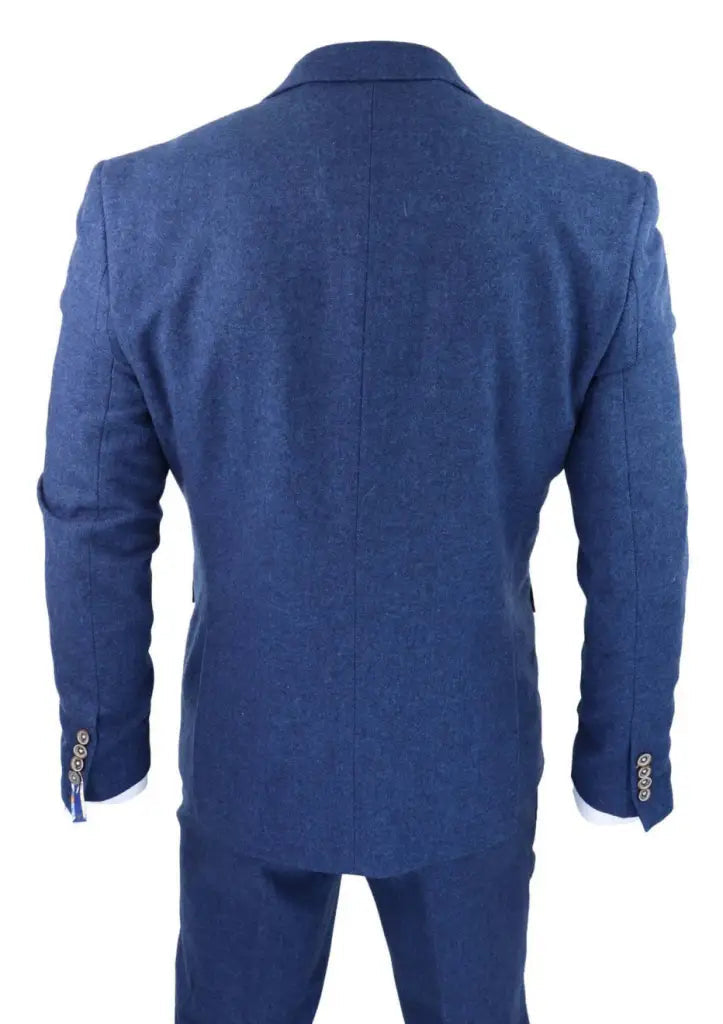 Heren kostuum Tweed slimfit Orson blue - driedelig pak