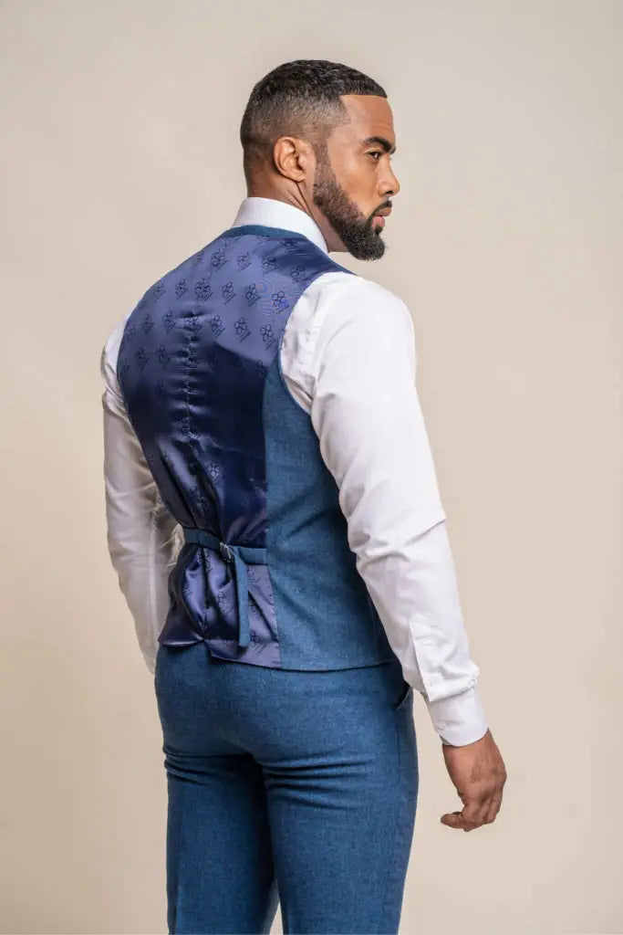 Heren kostuum Tweed slimfit Orson blue - driedelig pak