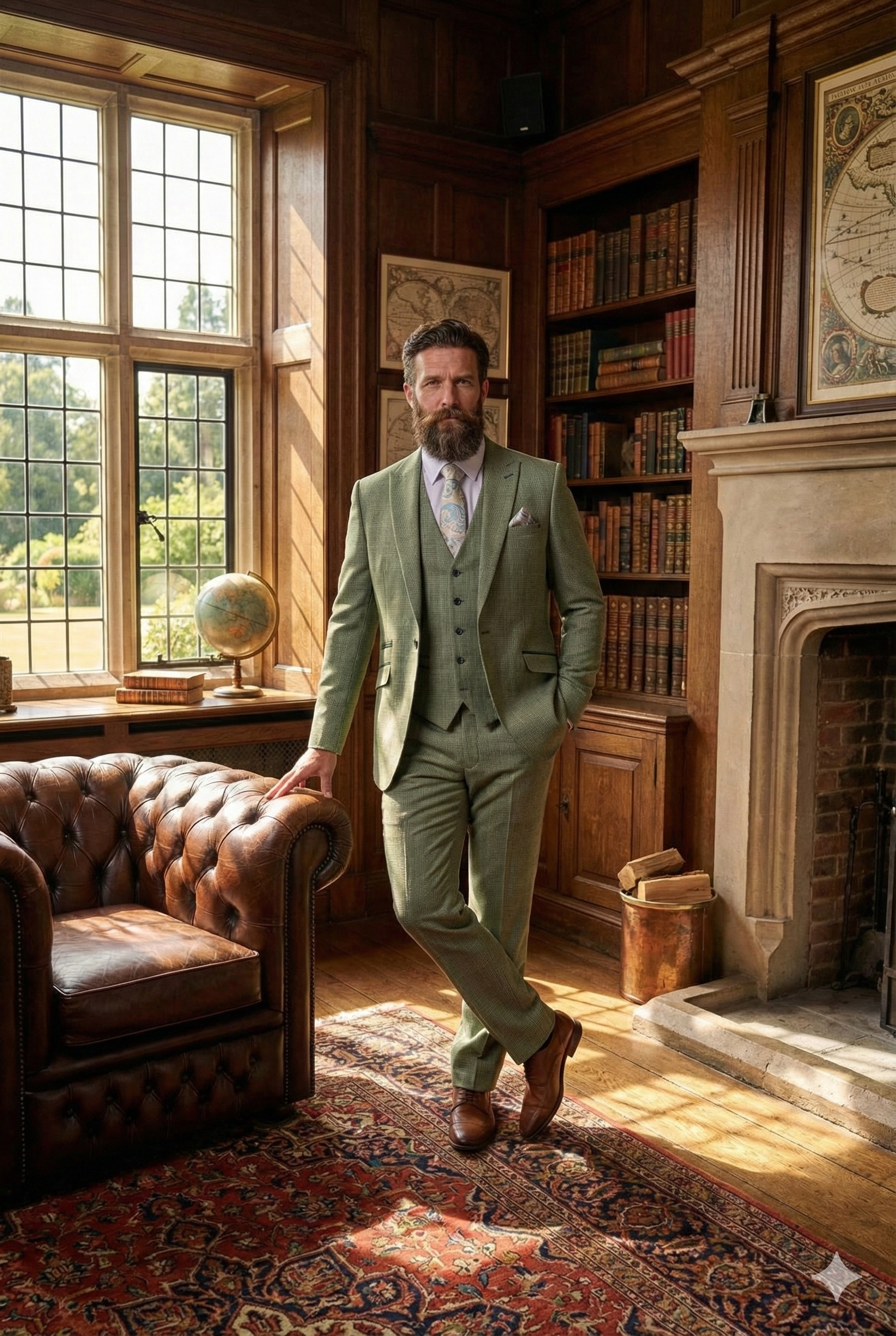 Heren kostuum Sage green - Cavani Caridi 